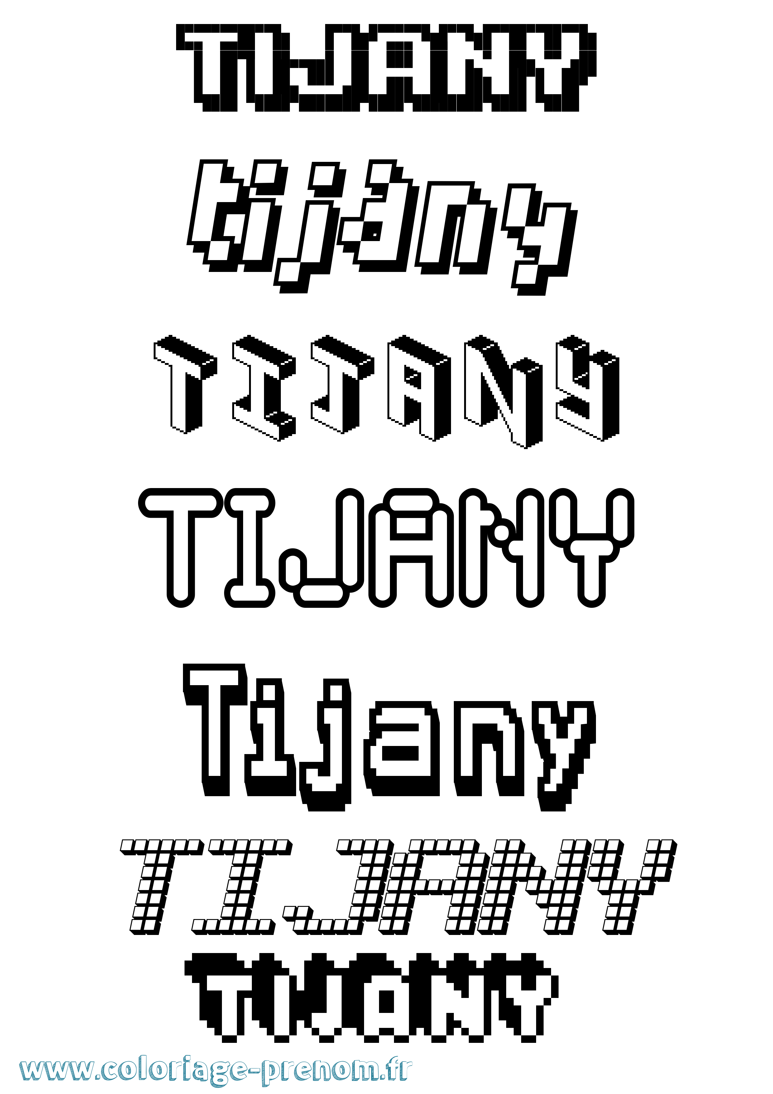 Coloriage Tijany Pixel Coloriage prénom Tijany Pixel