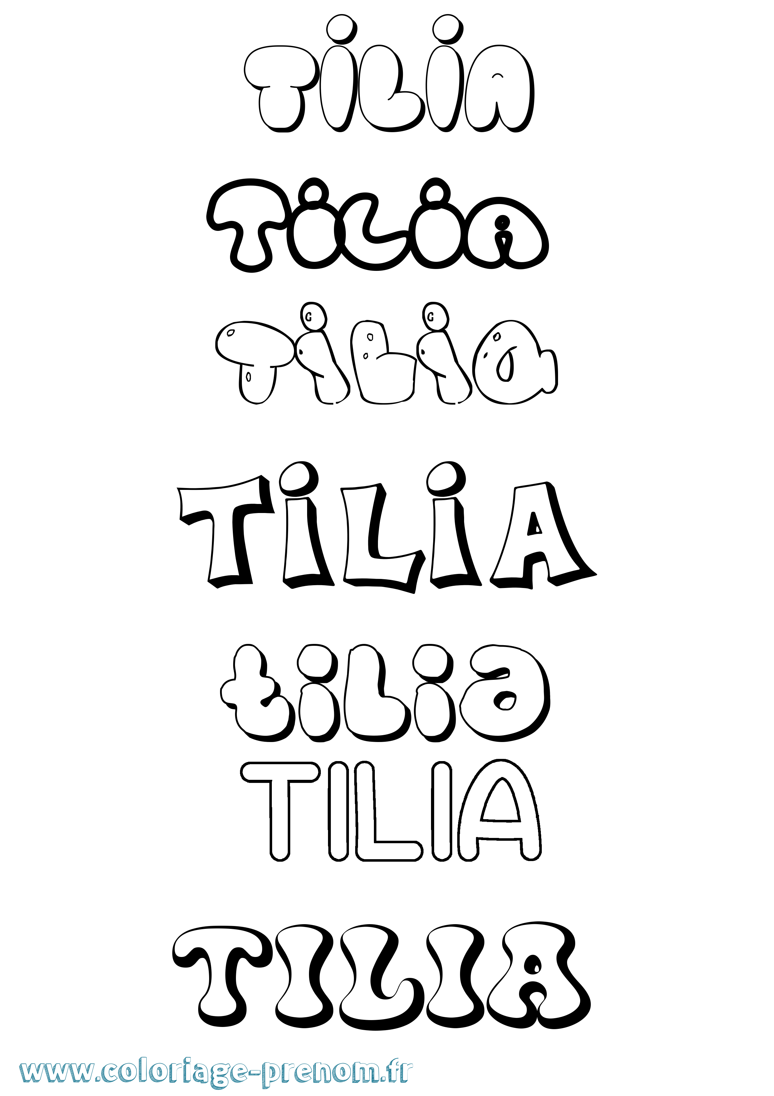 Coloriage Tilia Bubble Coloriage prénom Tilia Bubble