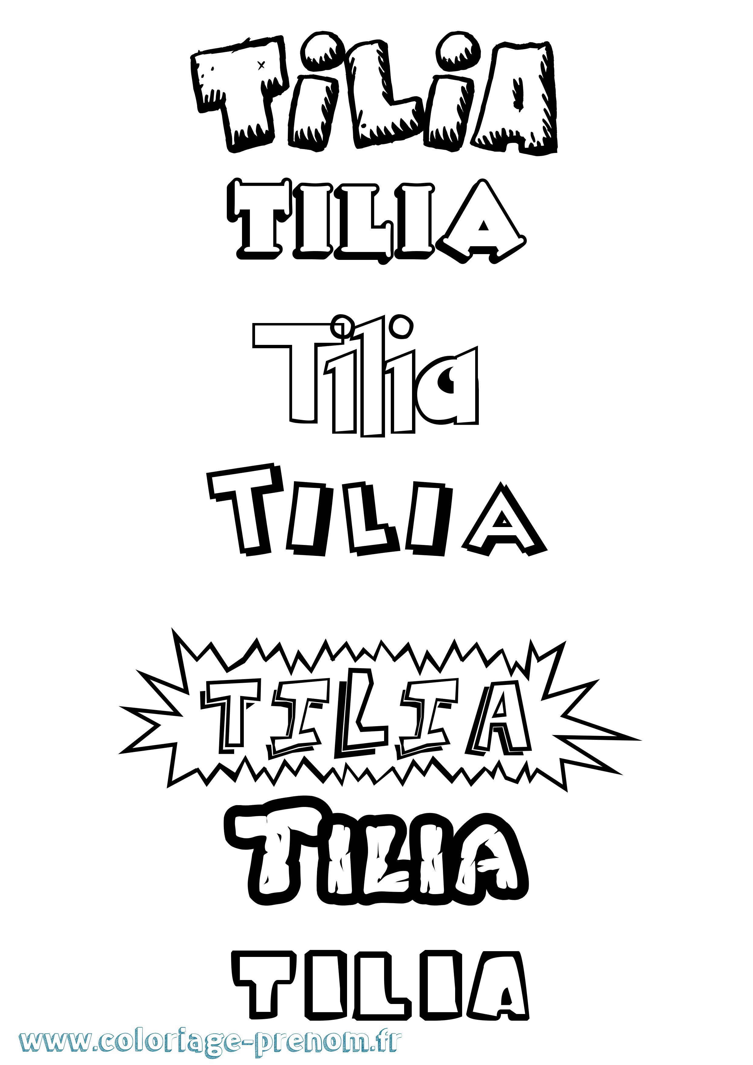 Coloriage Tilia Dessin Animé Coloriage prénom Tilia Dessin Animé