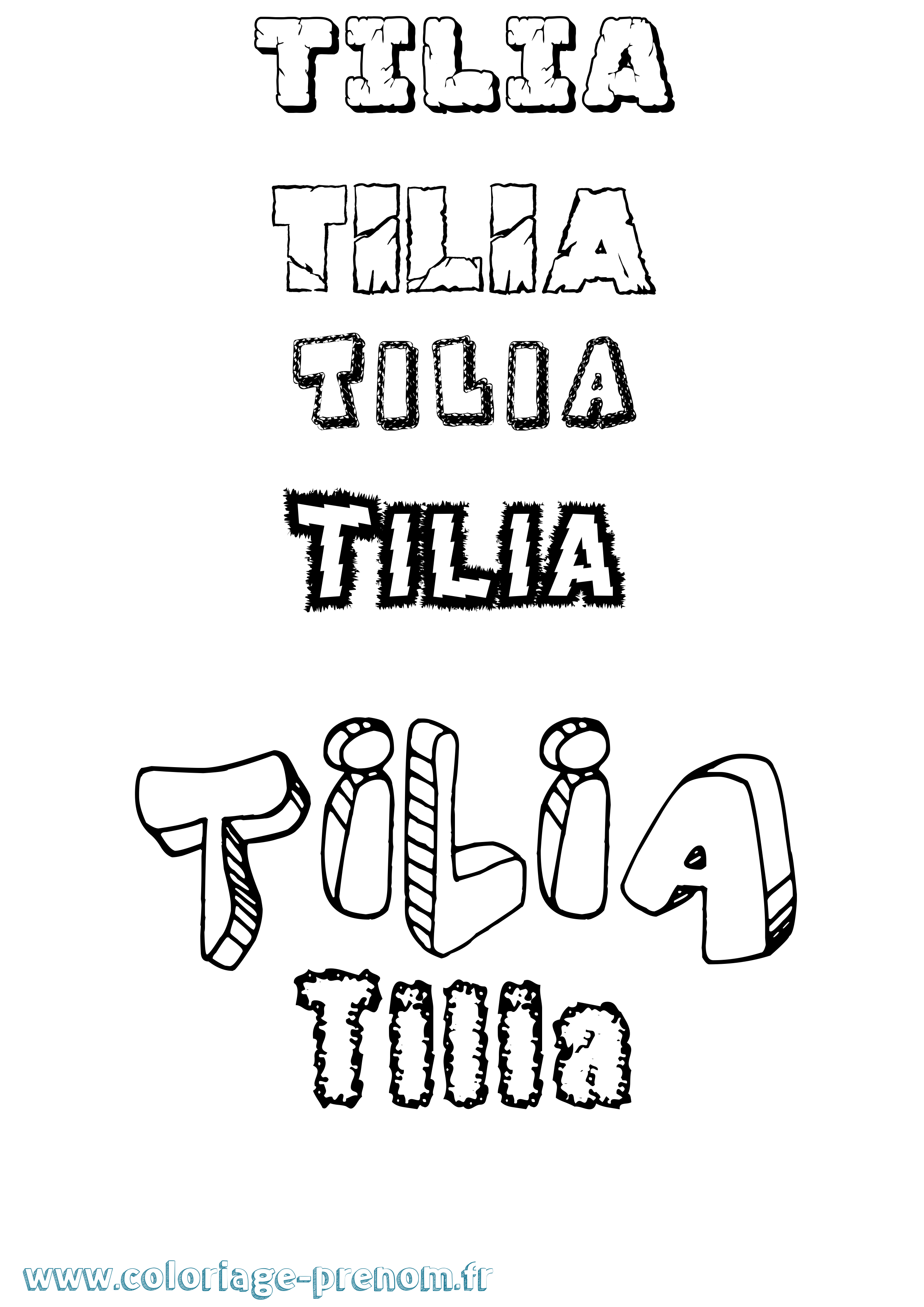 Coloriage Tilia Destructuré Coloriage prénom Tilia Destructuré