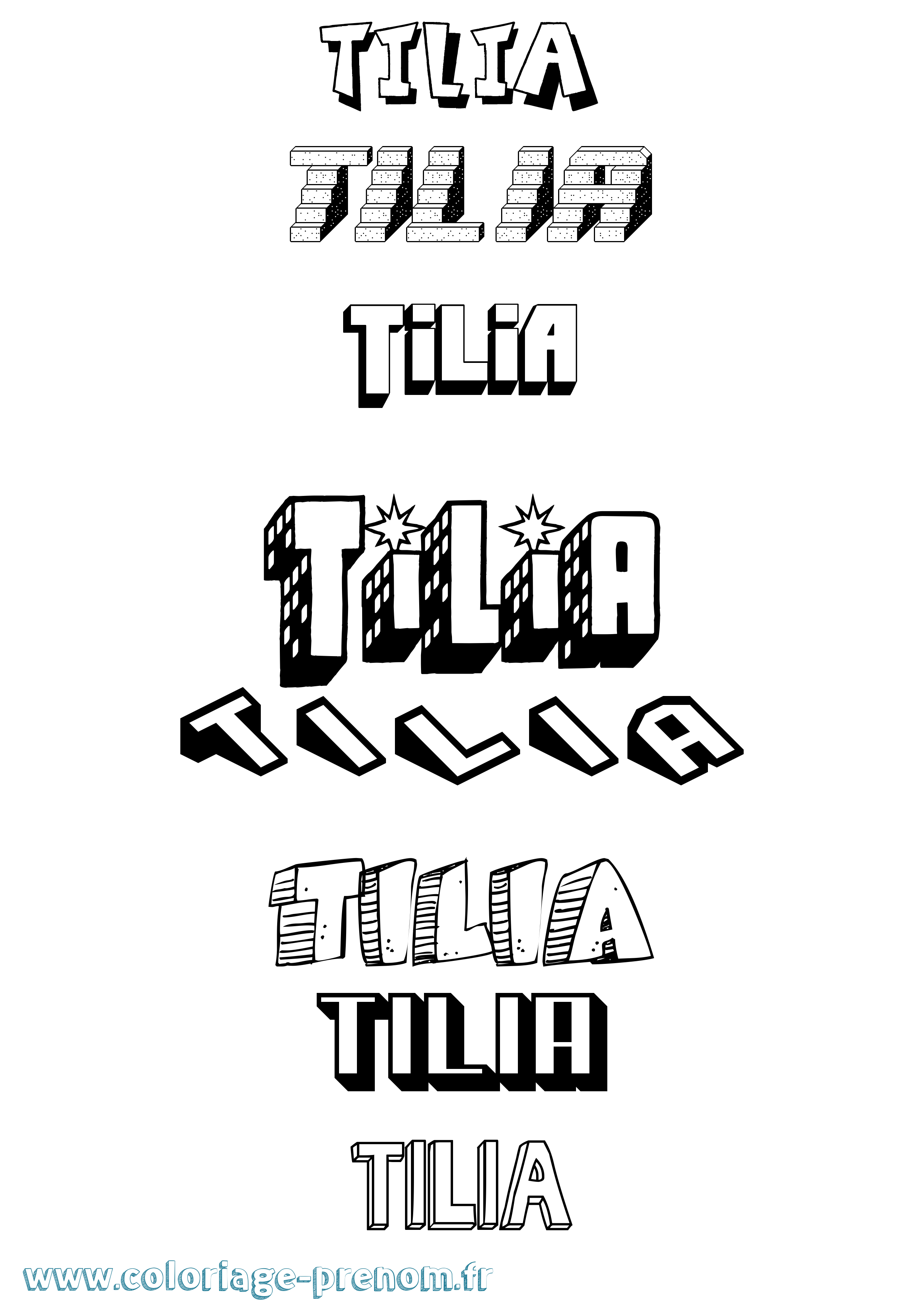 Coloriage Tilia Effet 3D Coloriage prénom Tilia Effet 3D