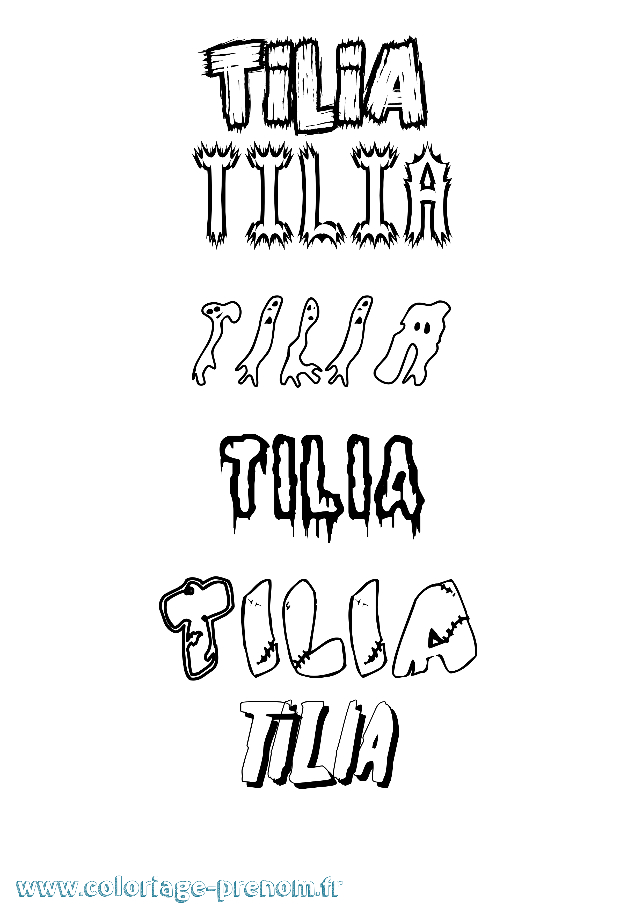 Coloriage Tilia Frisson Coloriage prénom Tilia Frisson