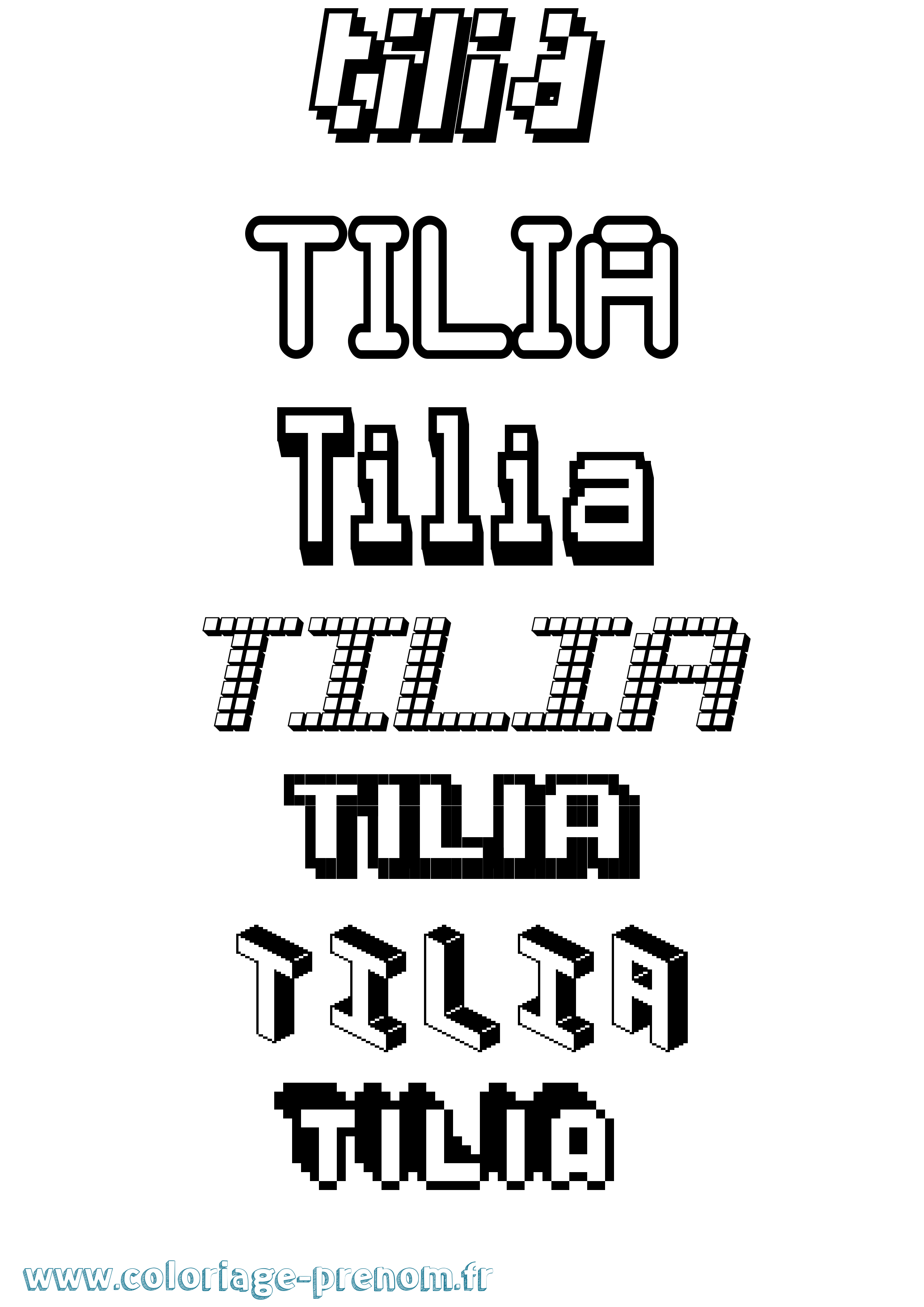 Coloriage Tilia Pixel Coloriage prénom Tilia Pixel