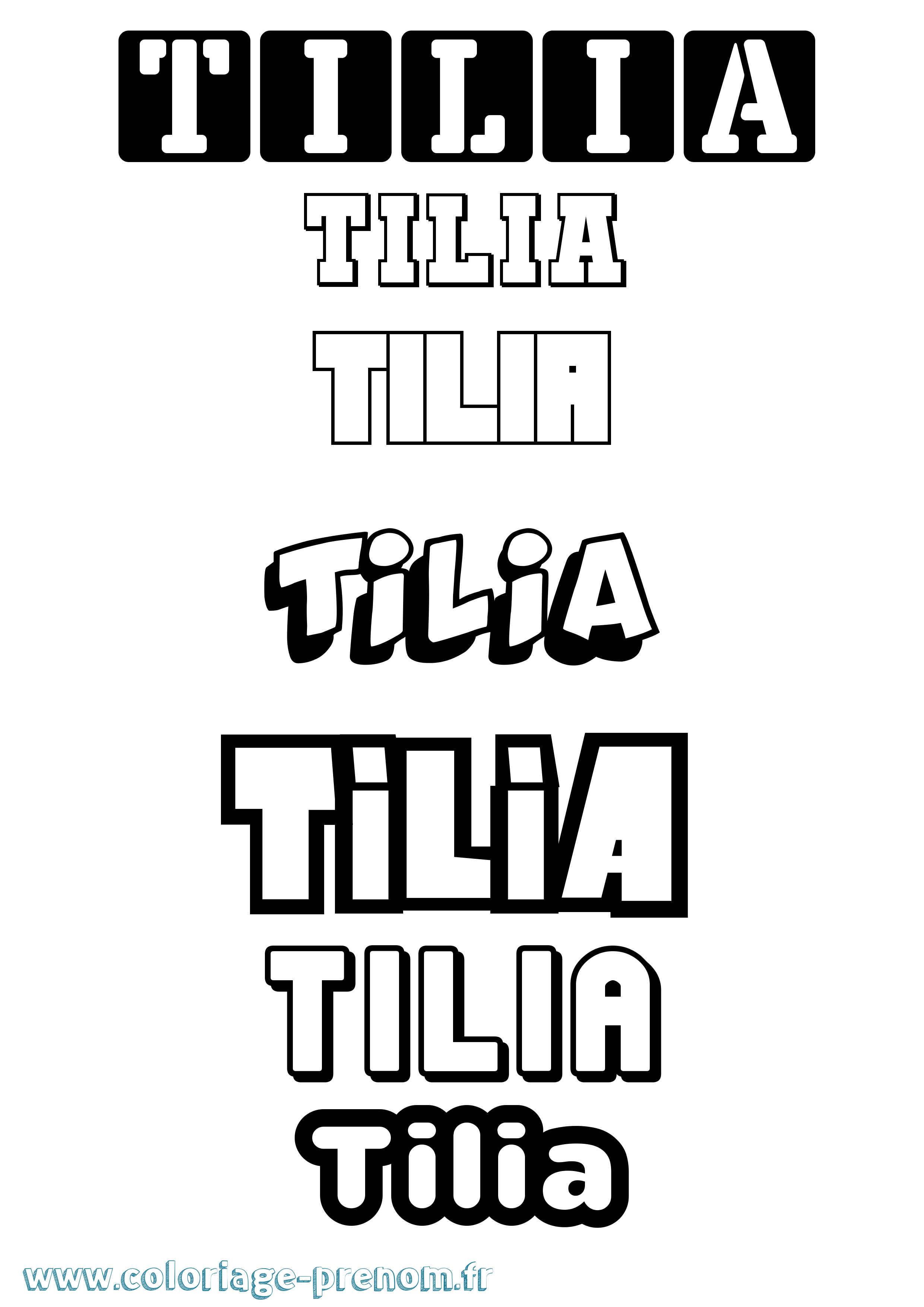 Coloriage Tilia Simple Coloriage prénom Tilia Simple