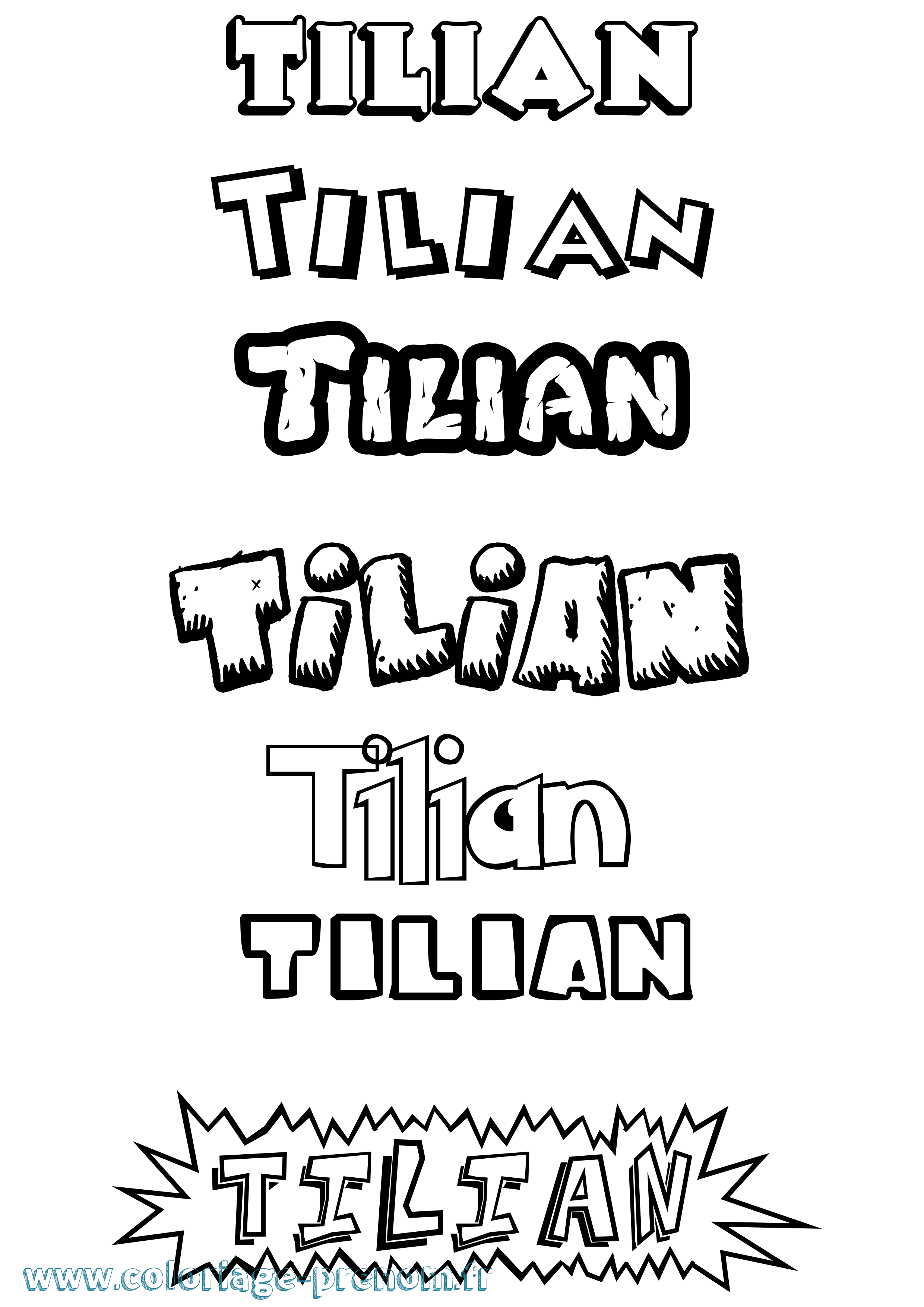 Coloriage Tilian Dessin Animé Coloriage prénom Tilian Dessin Animé