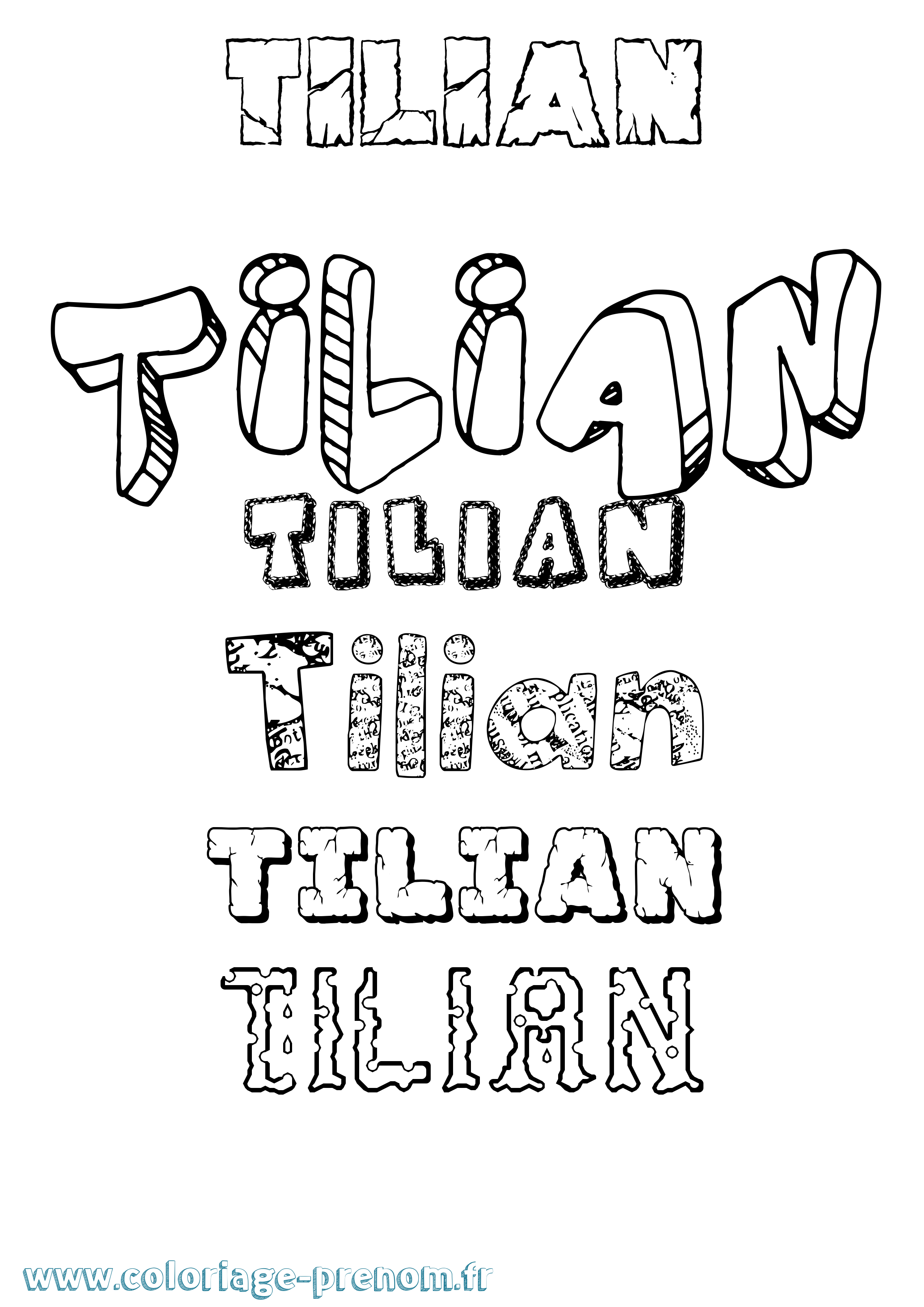 Coloriage Tilian Destructuré Coloriage prénom Tilian Destructuré