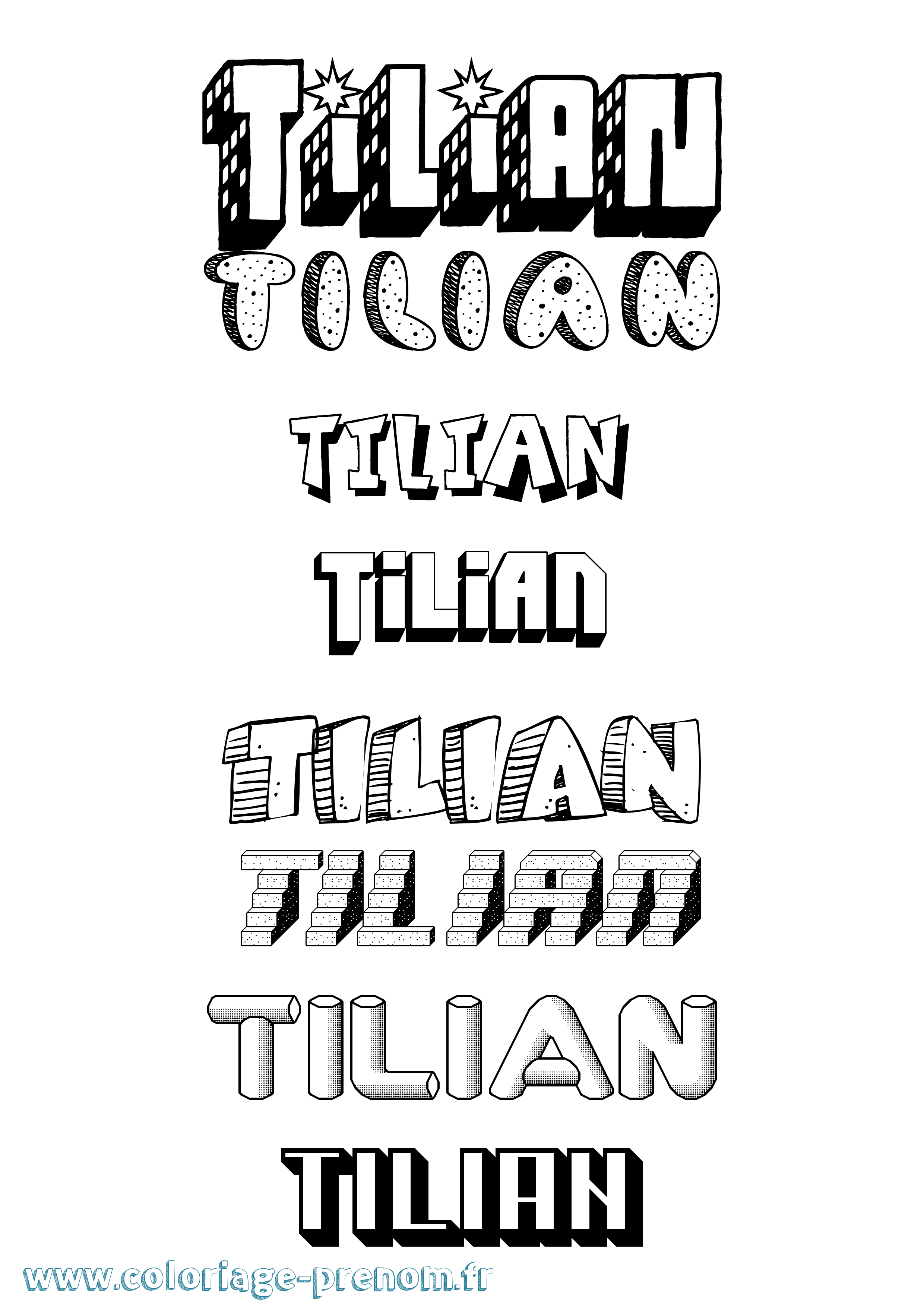 Coloriage Tilian Effet 3D Coloriage prénom Tilian Effet 3D