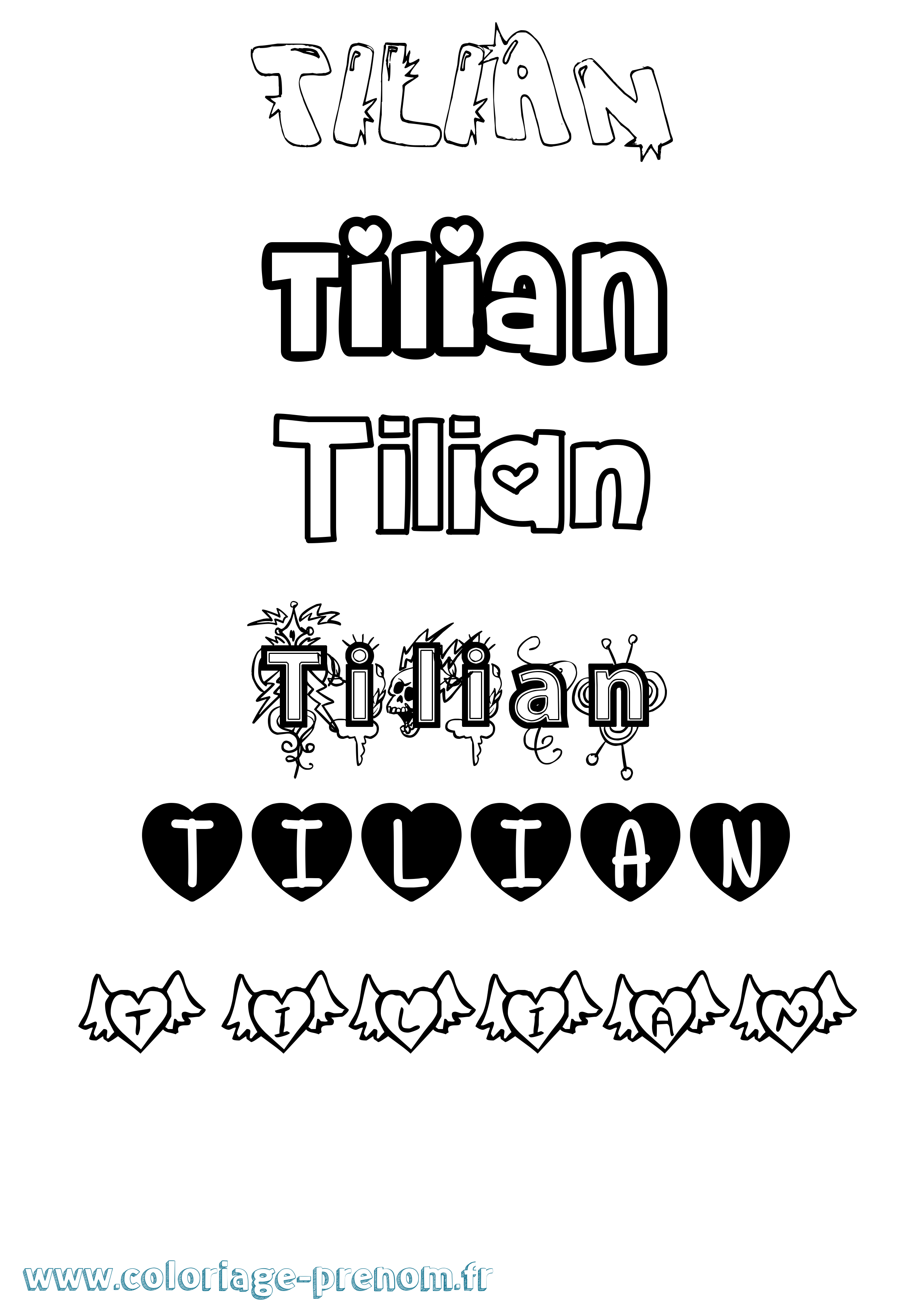 Coloriage Tilian Girly Coloriage prénom Tilian Girly