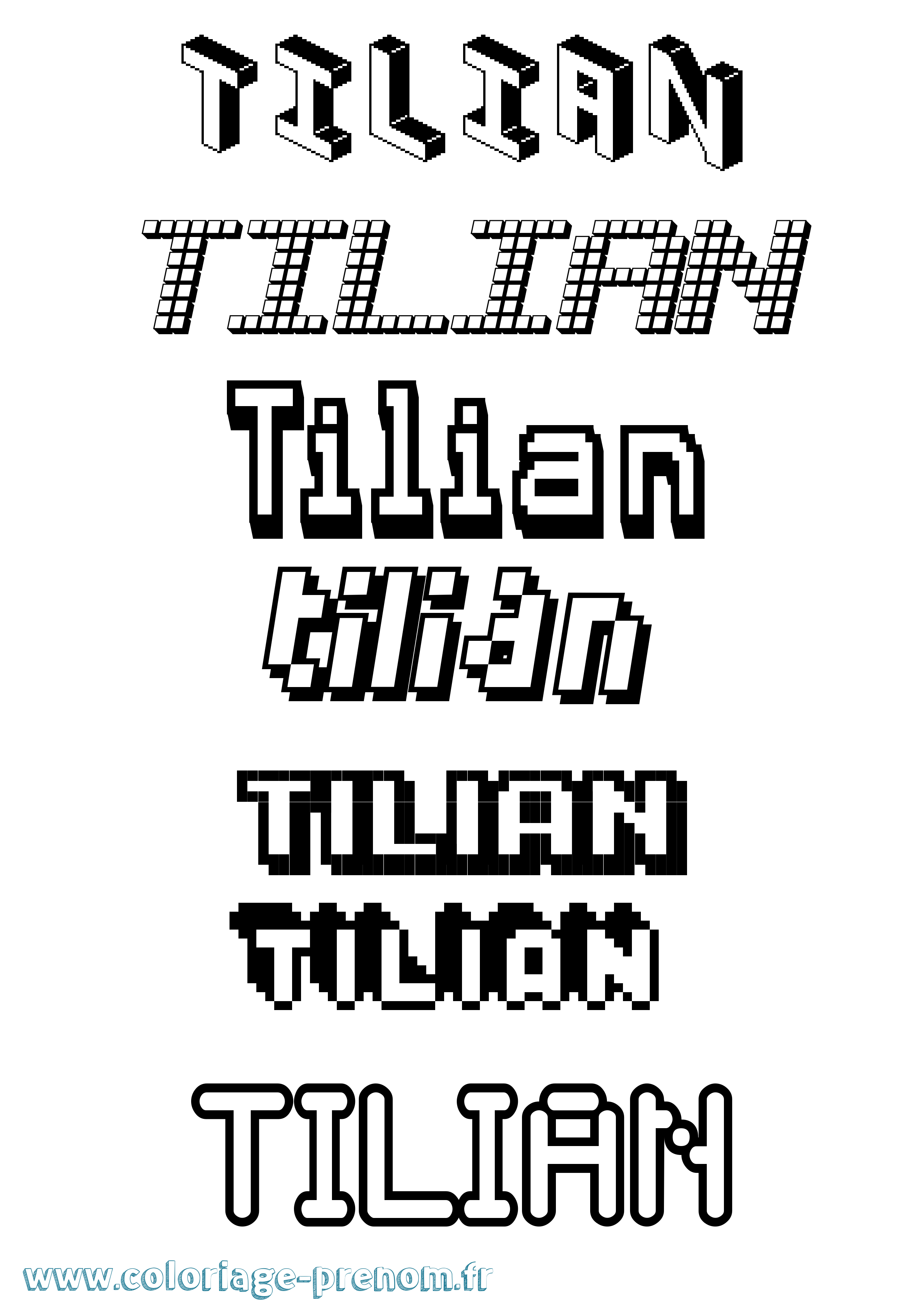 Coloriage Tilian Pixel Coloriage prénom Tilian Pixel