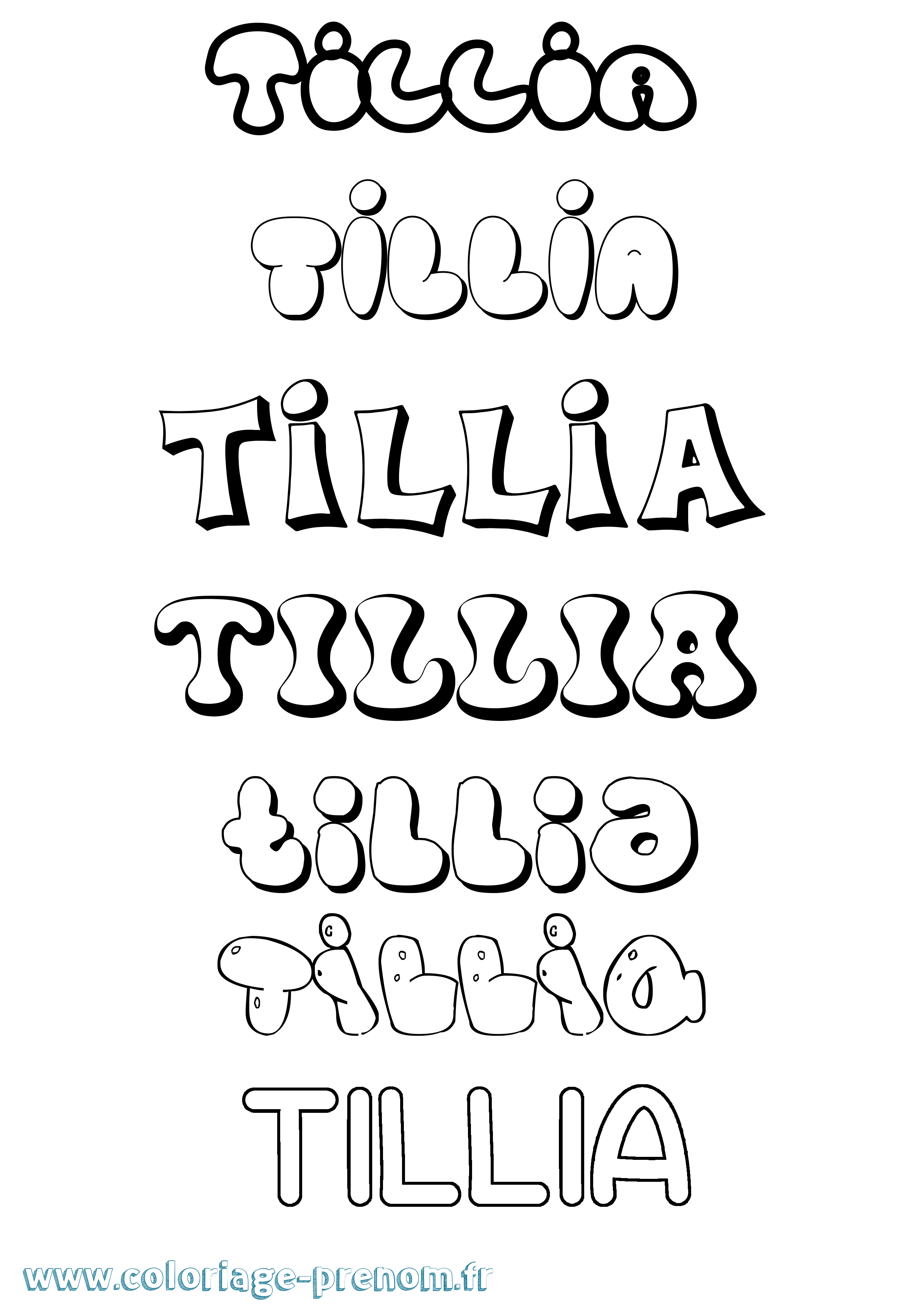Coloriage Tillia Bubble Coloriage prénom Tillia Bubble