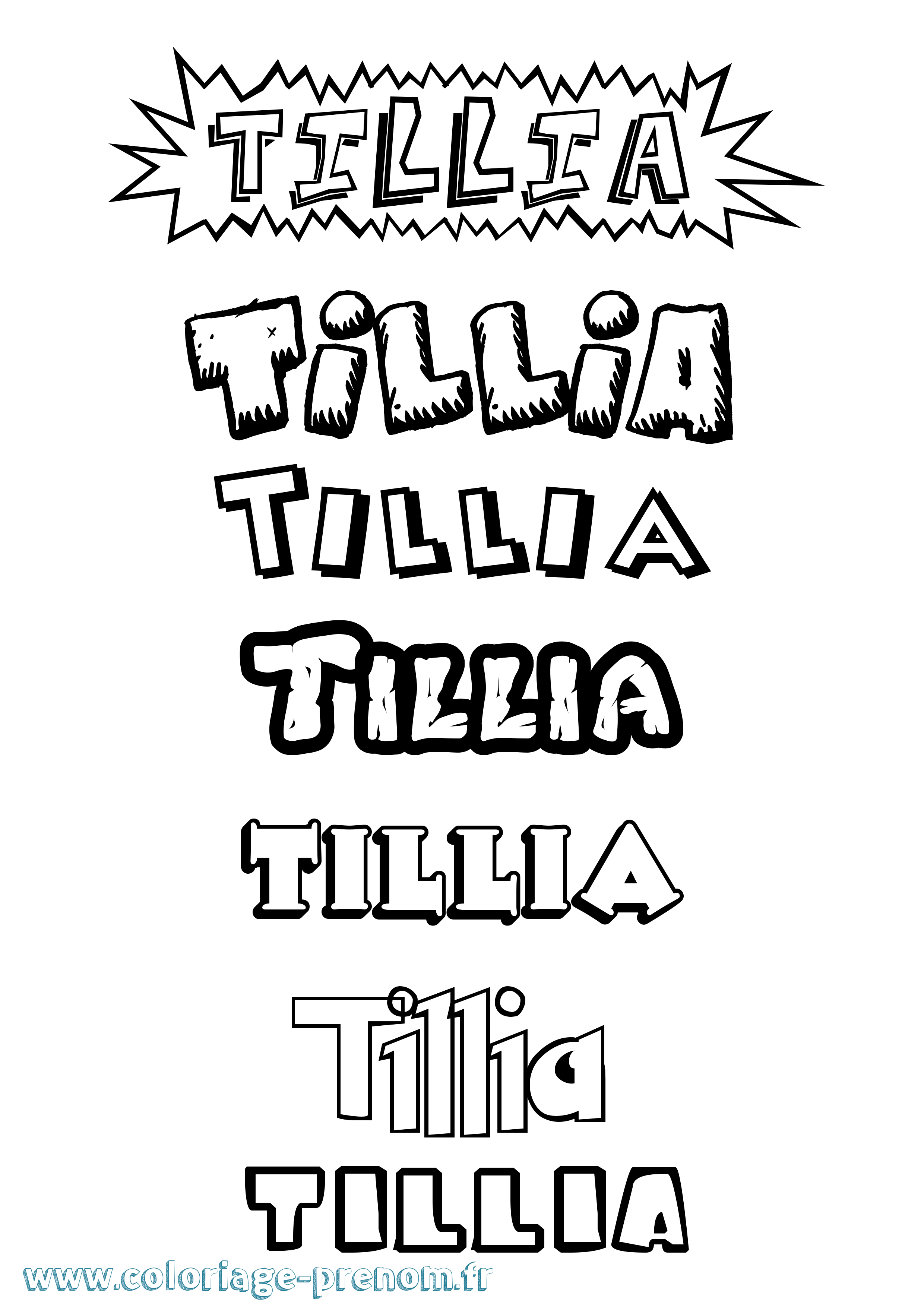 Coloriage Tillia Dessin Animé Coloriage prénom Tillia Dessin Animé