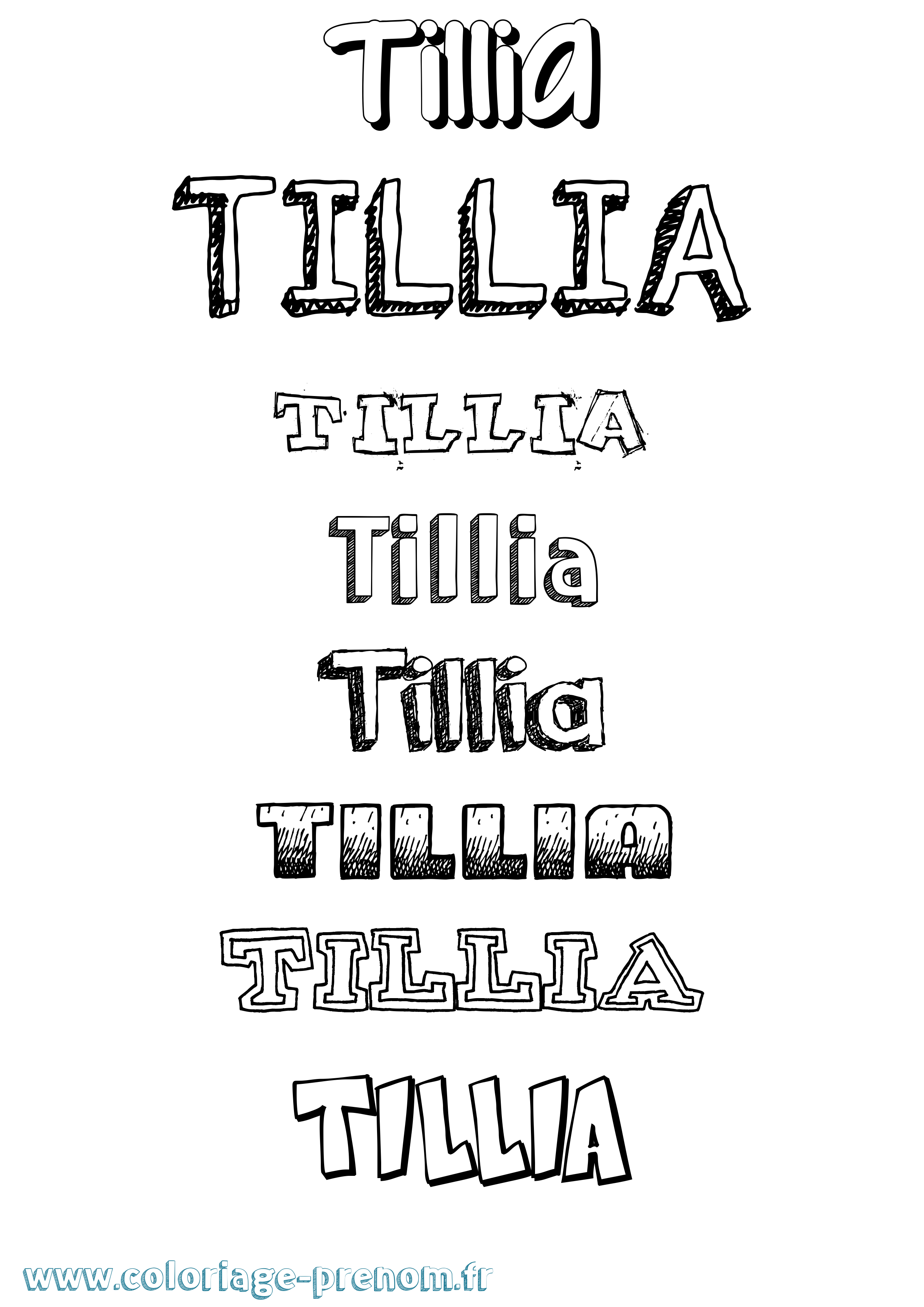 Coloriage Tillia Dessiné Coloriage prénom Tillia Dessiné