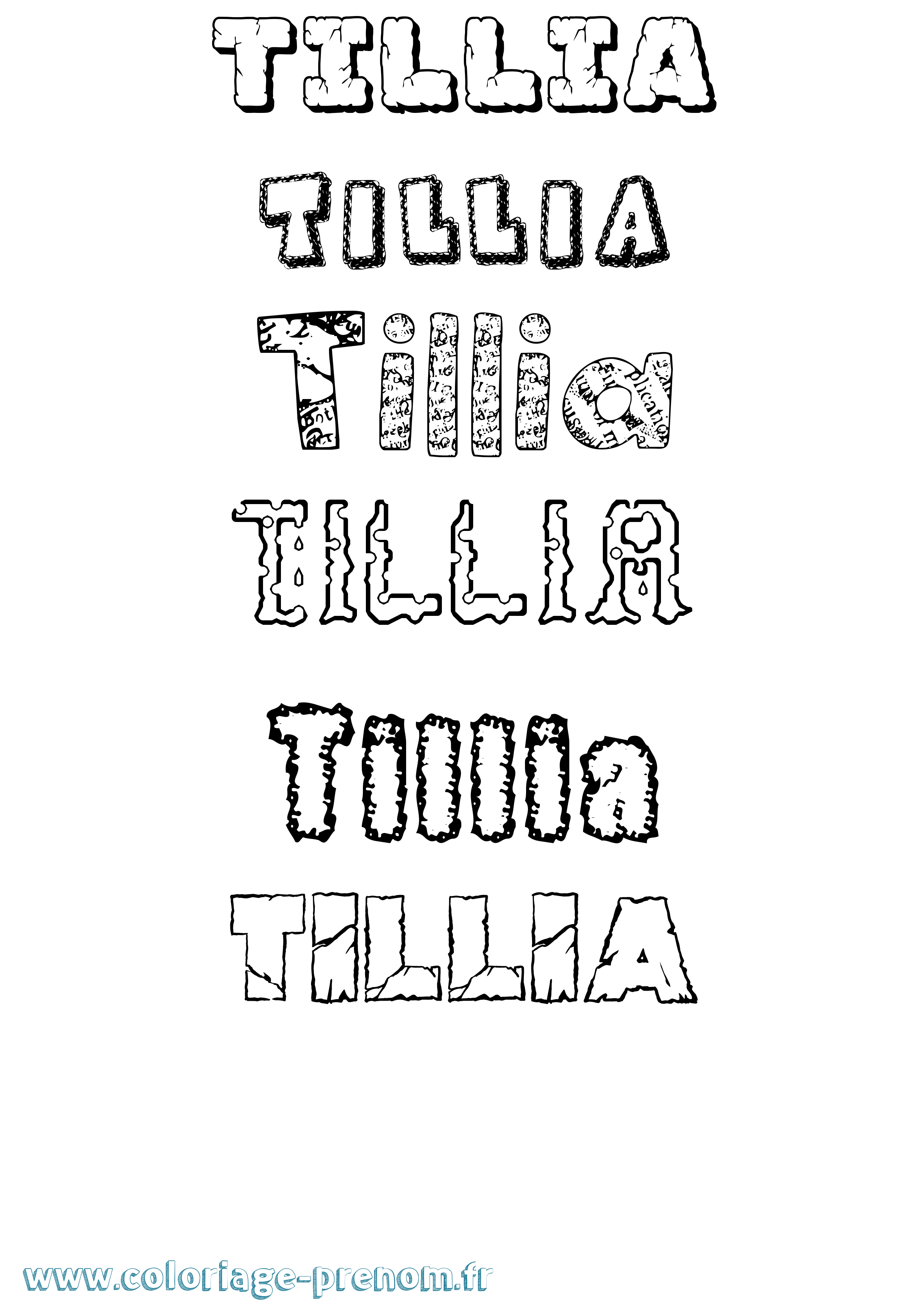 Coloriage Tillia Destructuré Coloriage prénom Tillia Destructuré