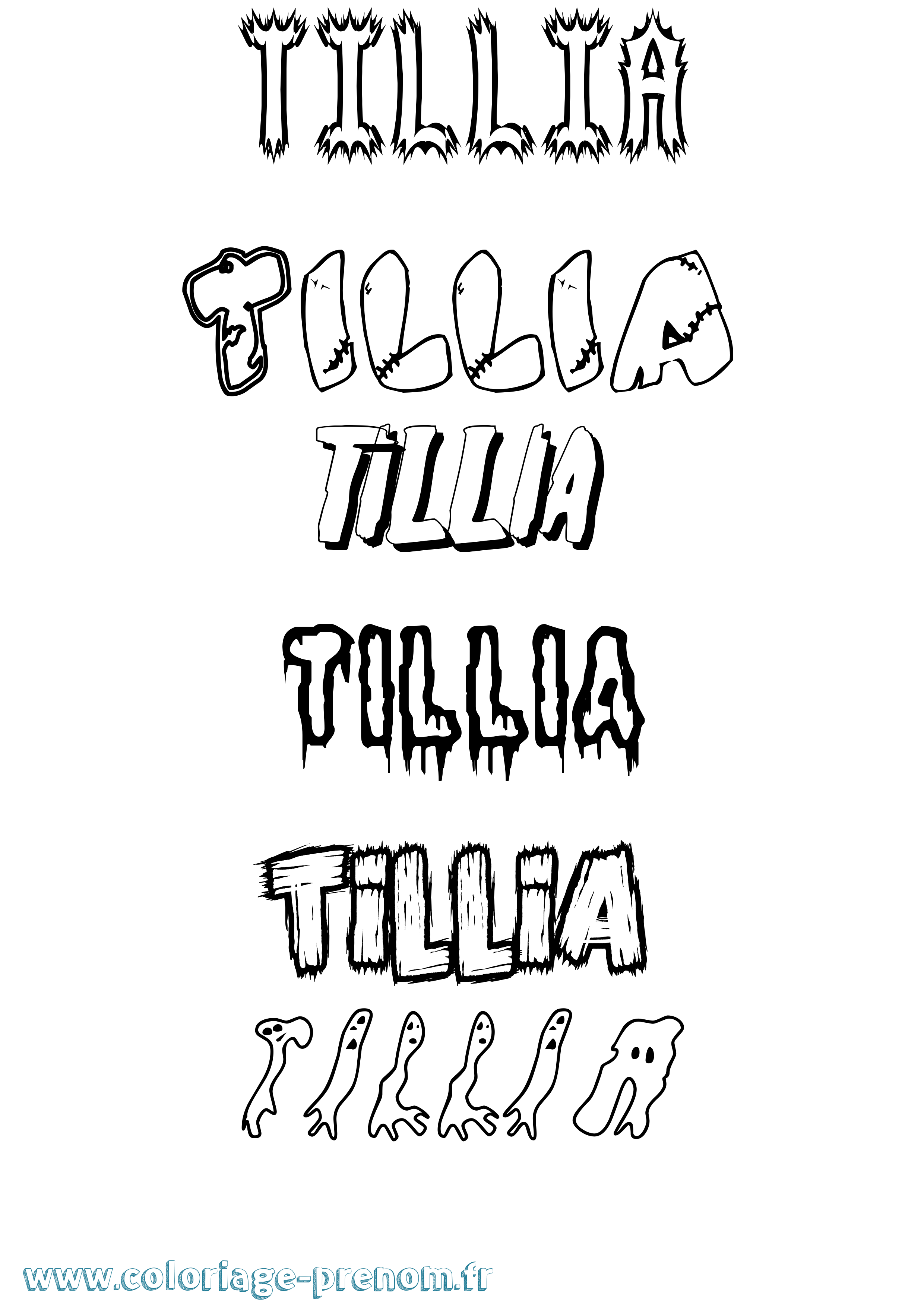 Coloriage Tillia Frisson Coloriage prénom Tillia Frisson