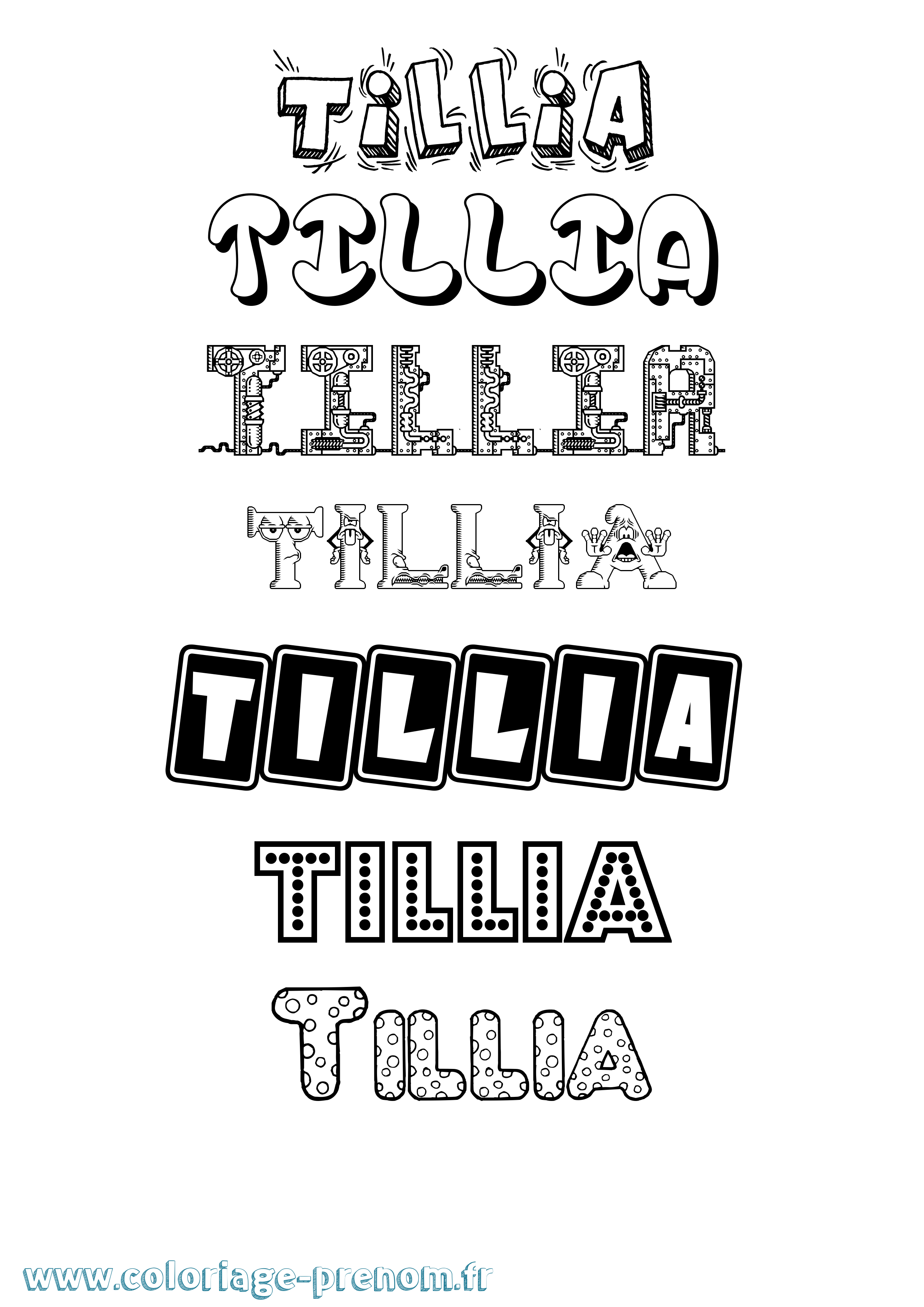 Coloriage Tillia Fun Coloriage prénom Tillia Fun