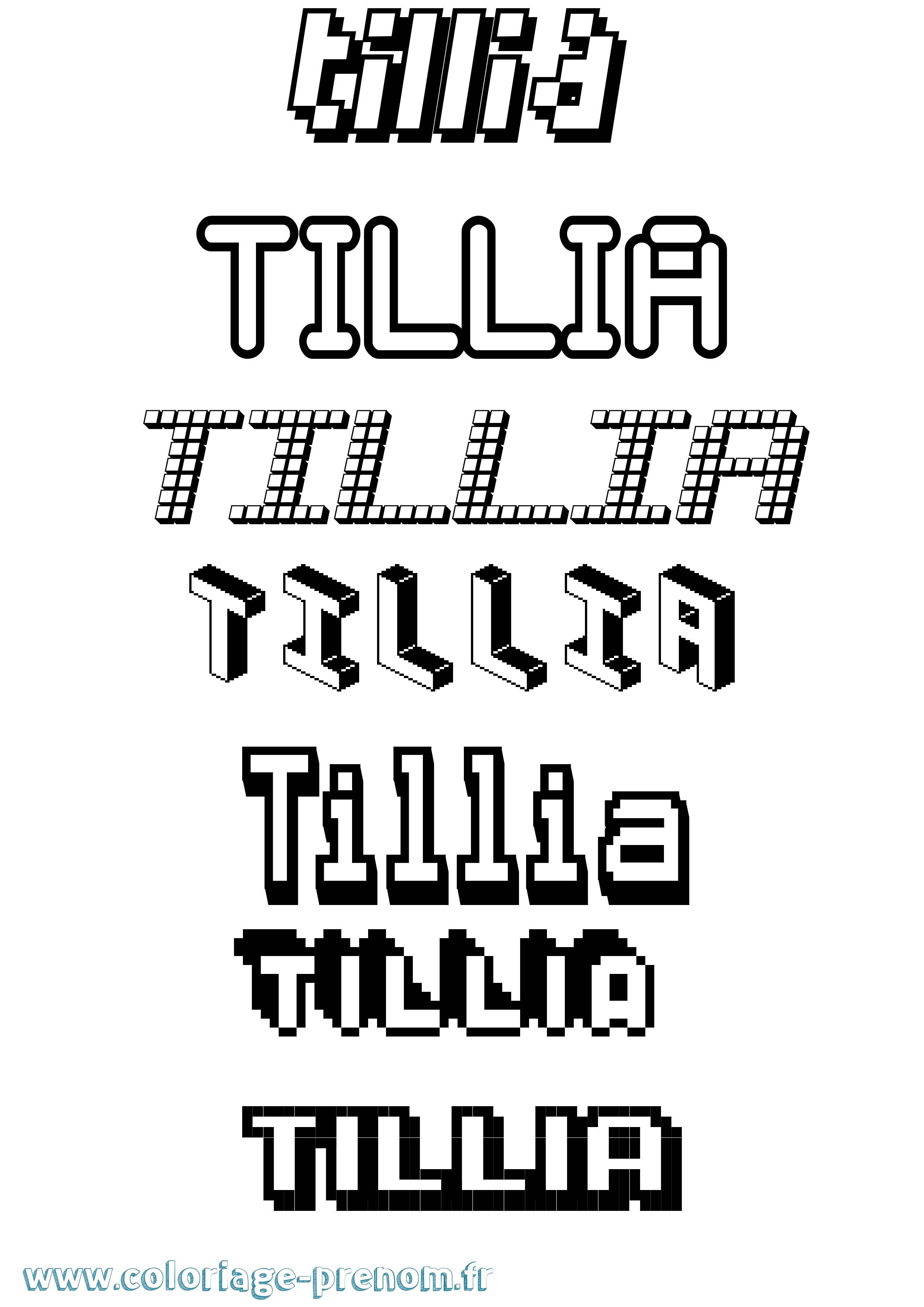 Coloriage Tillia Pixel Coloriage prénom Tillia Pixel