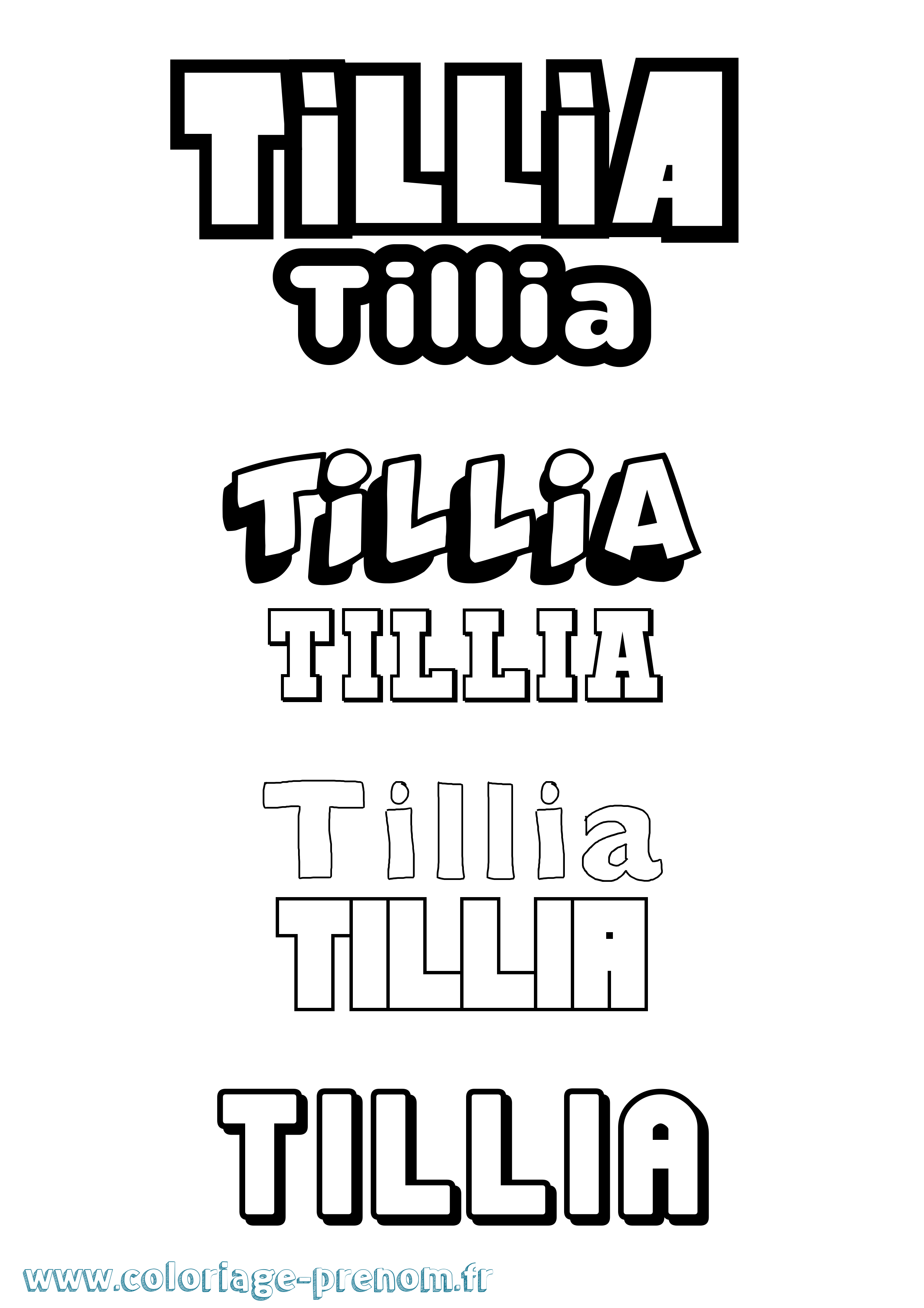 Coloriage Tillia Simple Coloriage prénom Tillia Simple