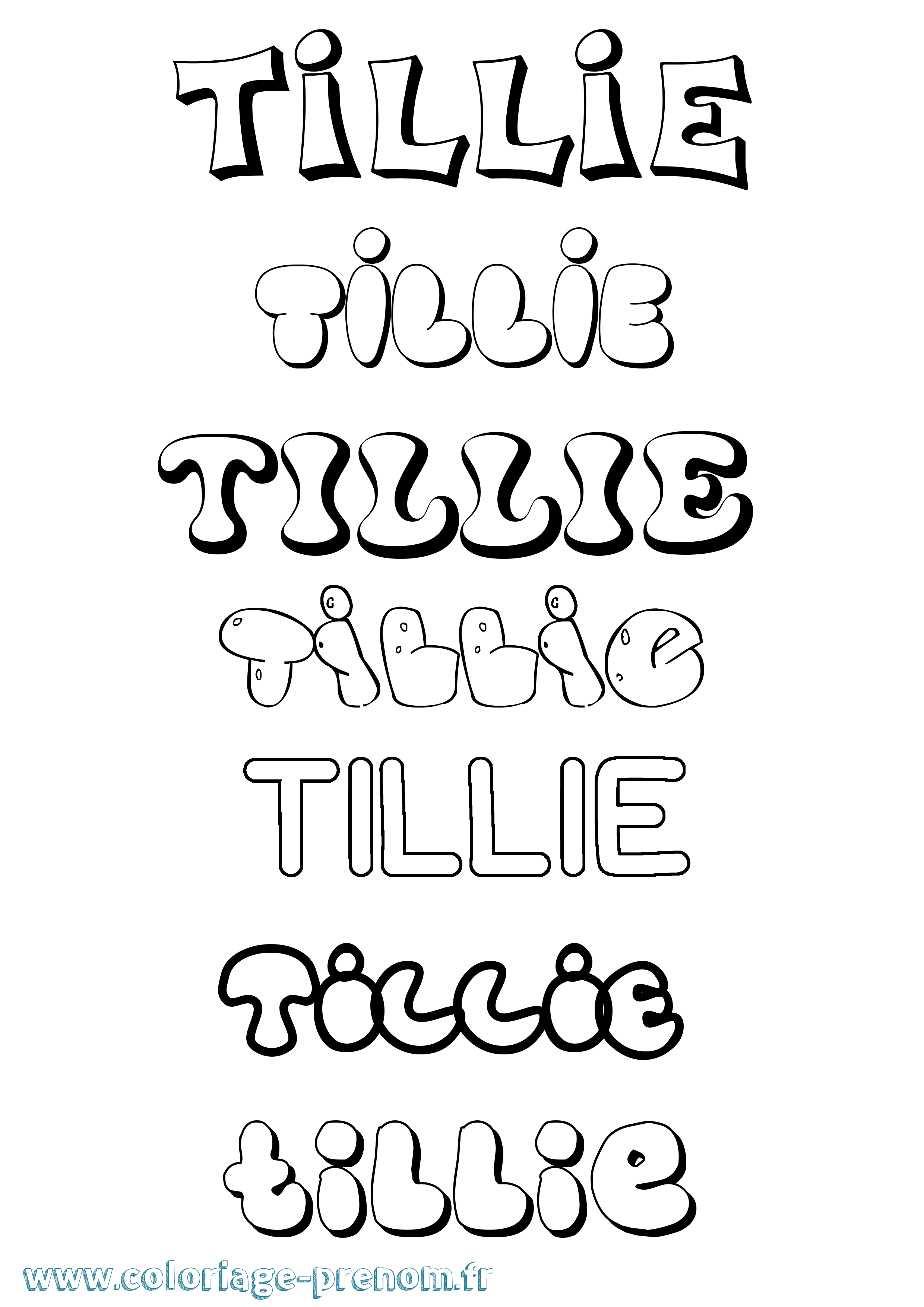 Coloriage Tillie Bubble Coloriage prénom Tillie Bubble