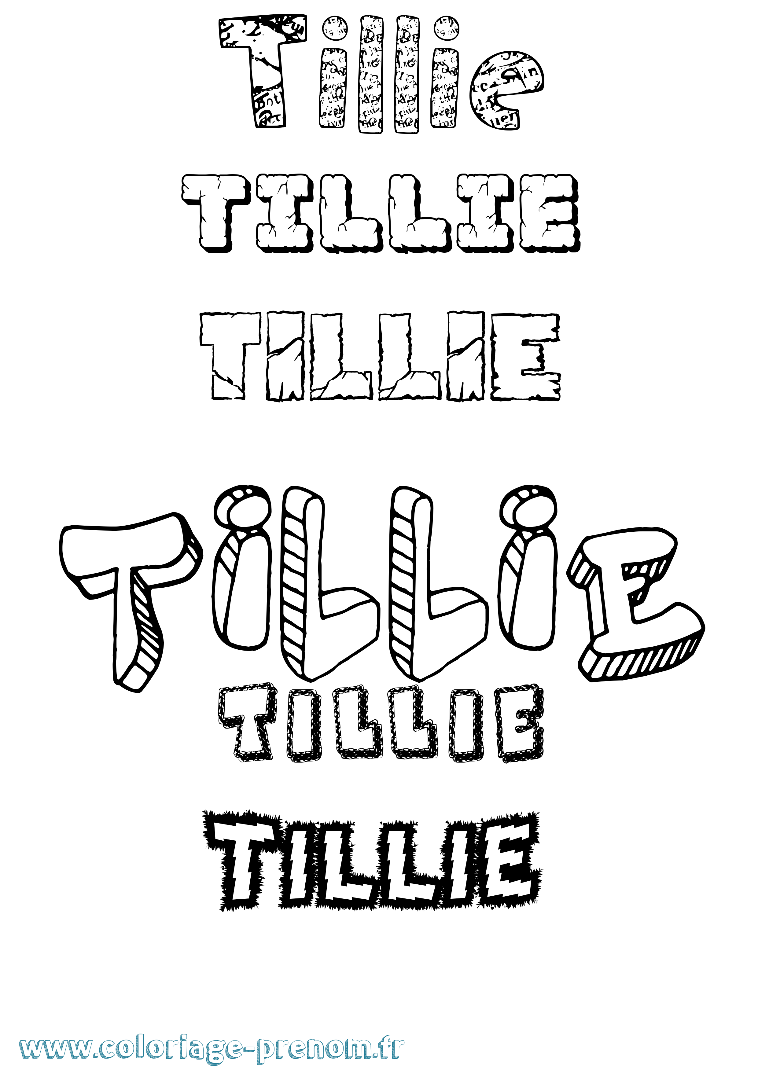 Coloriage Tillie Destructuré Coloriage prénom Tillie Destructuré