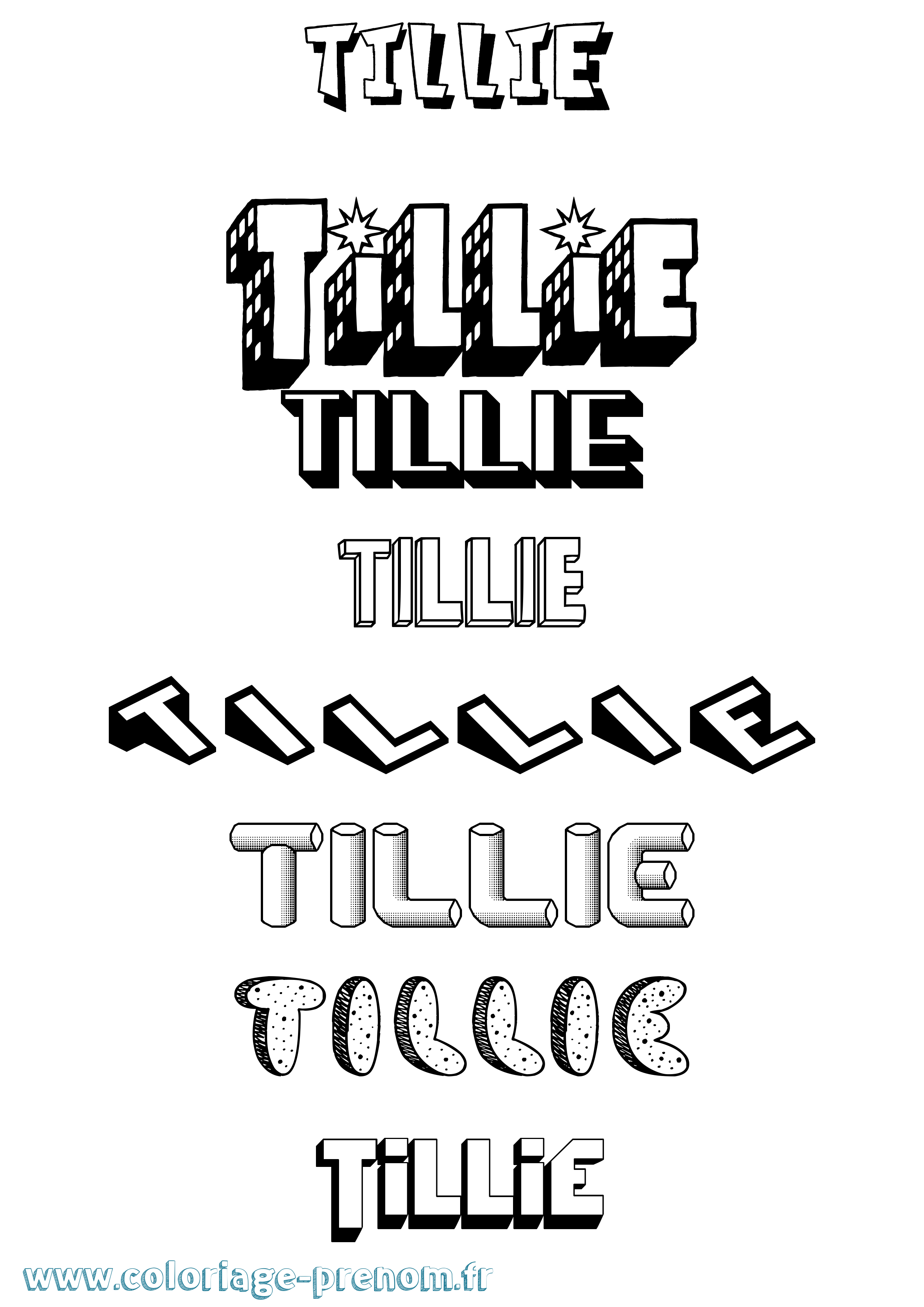Coloriage Tillie Effet 3D Coloriage prénom Tillie Effet 3D