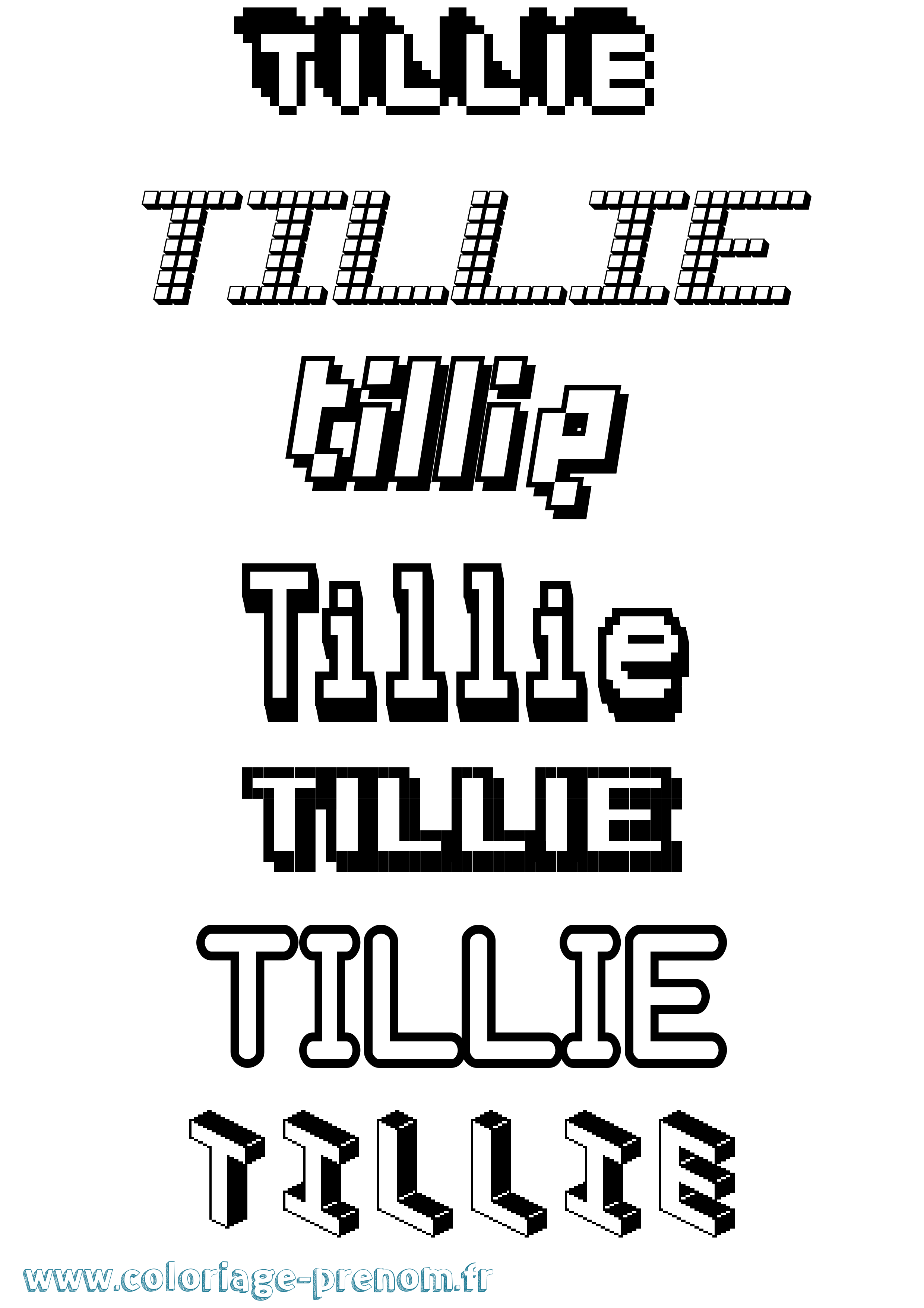 Coloriage Tillie Pixel Coloriage prénom Tillie Pixel
