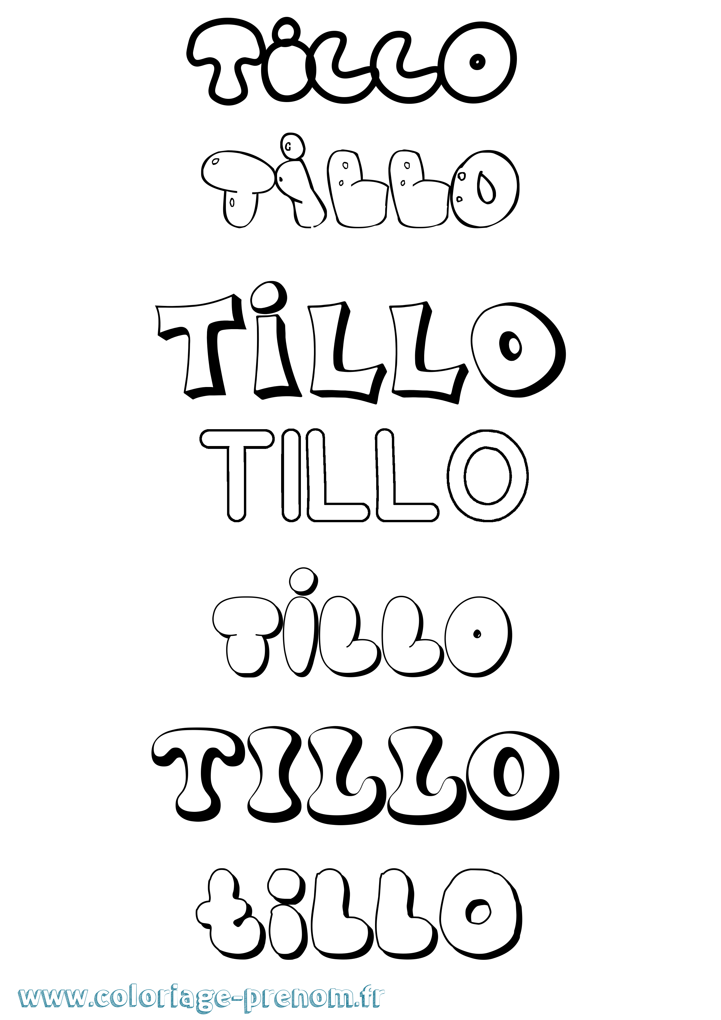 Coloriage Tillo Bubble Coloriage prénom Tillo Bubble