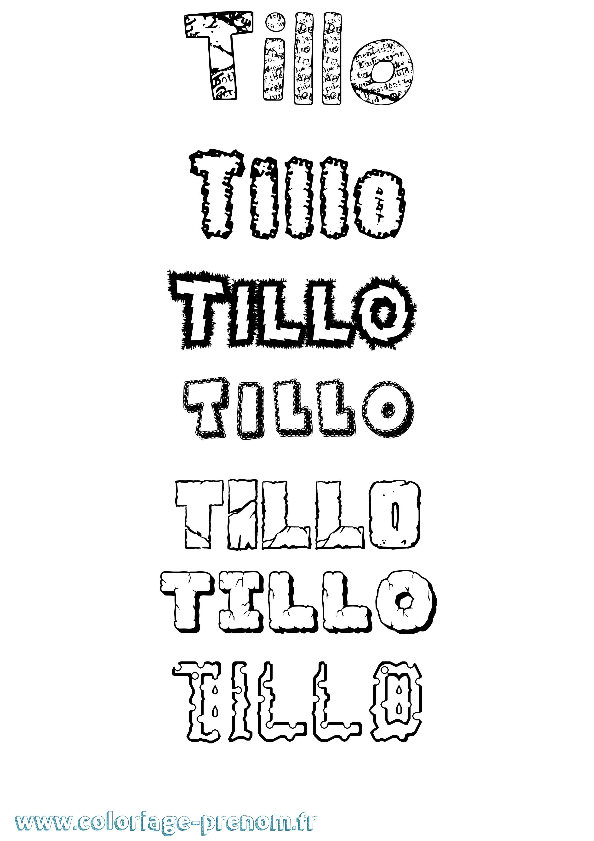 Coloriage Tillo Destructuré Coloriage prénom Tillo Destructuré