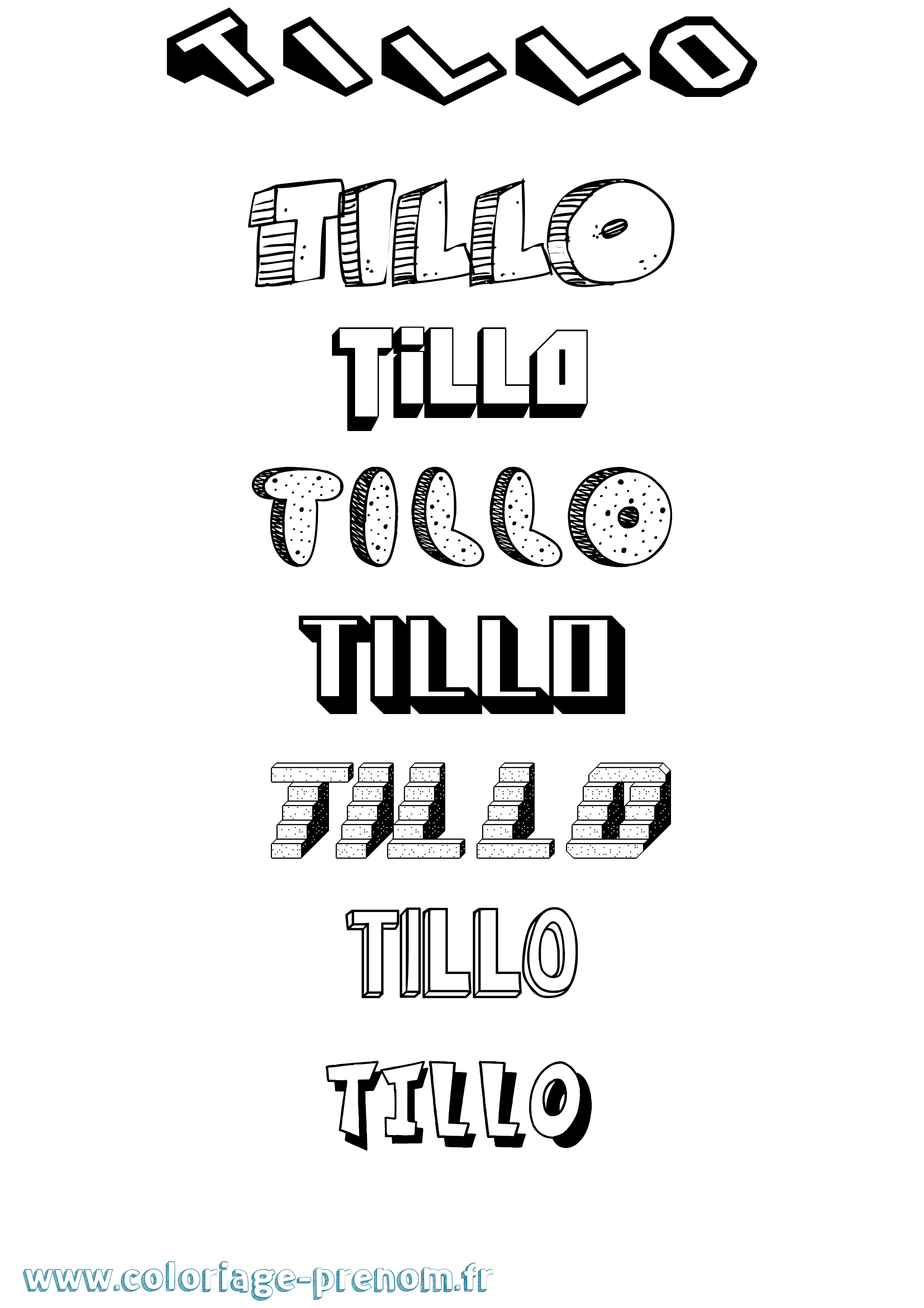Coloriage Tillo Effet 3D Coloriage prénom Tillo Effet 3D