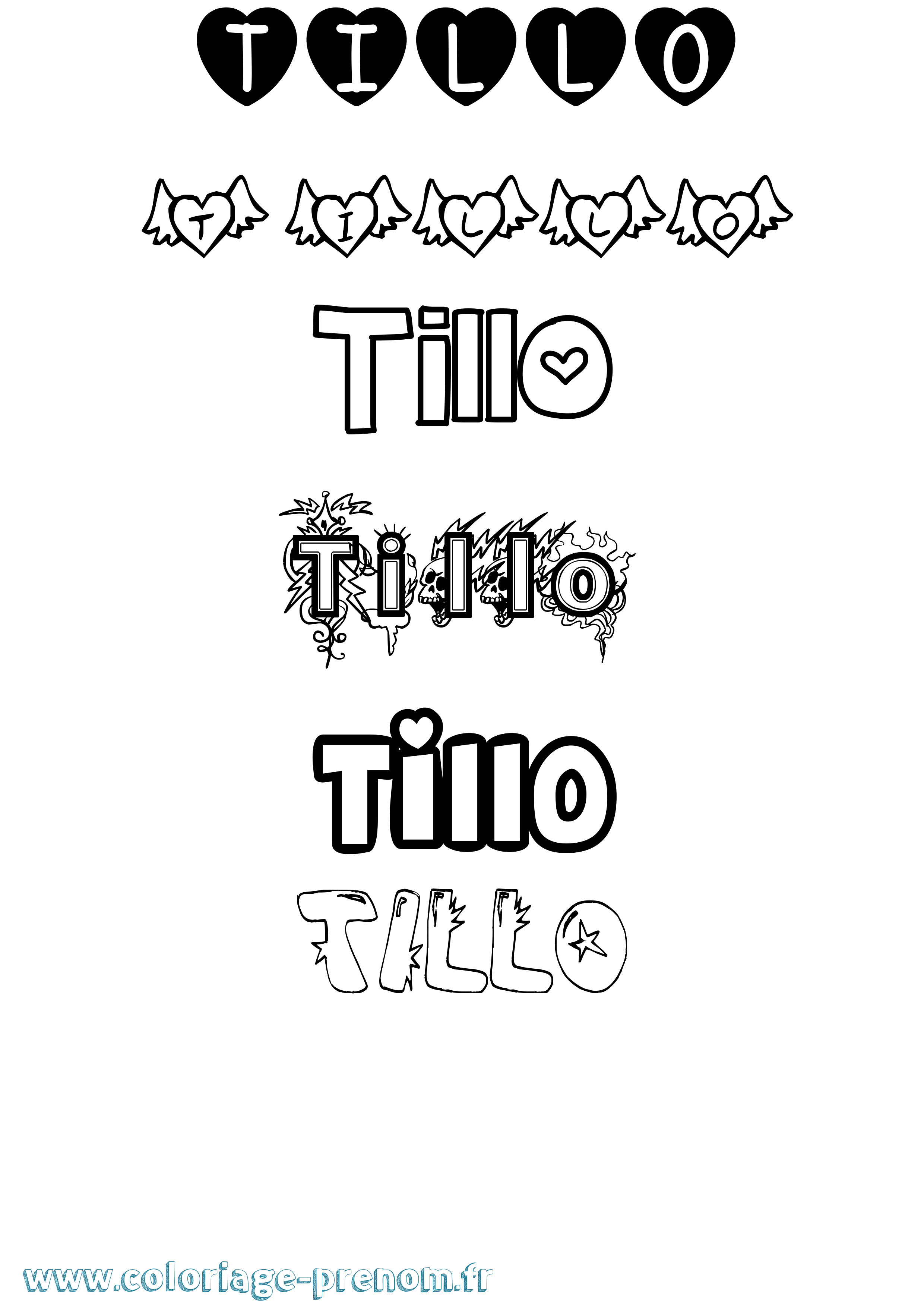 Coloriage Tillo Girly Coloriage prénom Tillo Girly