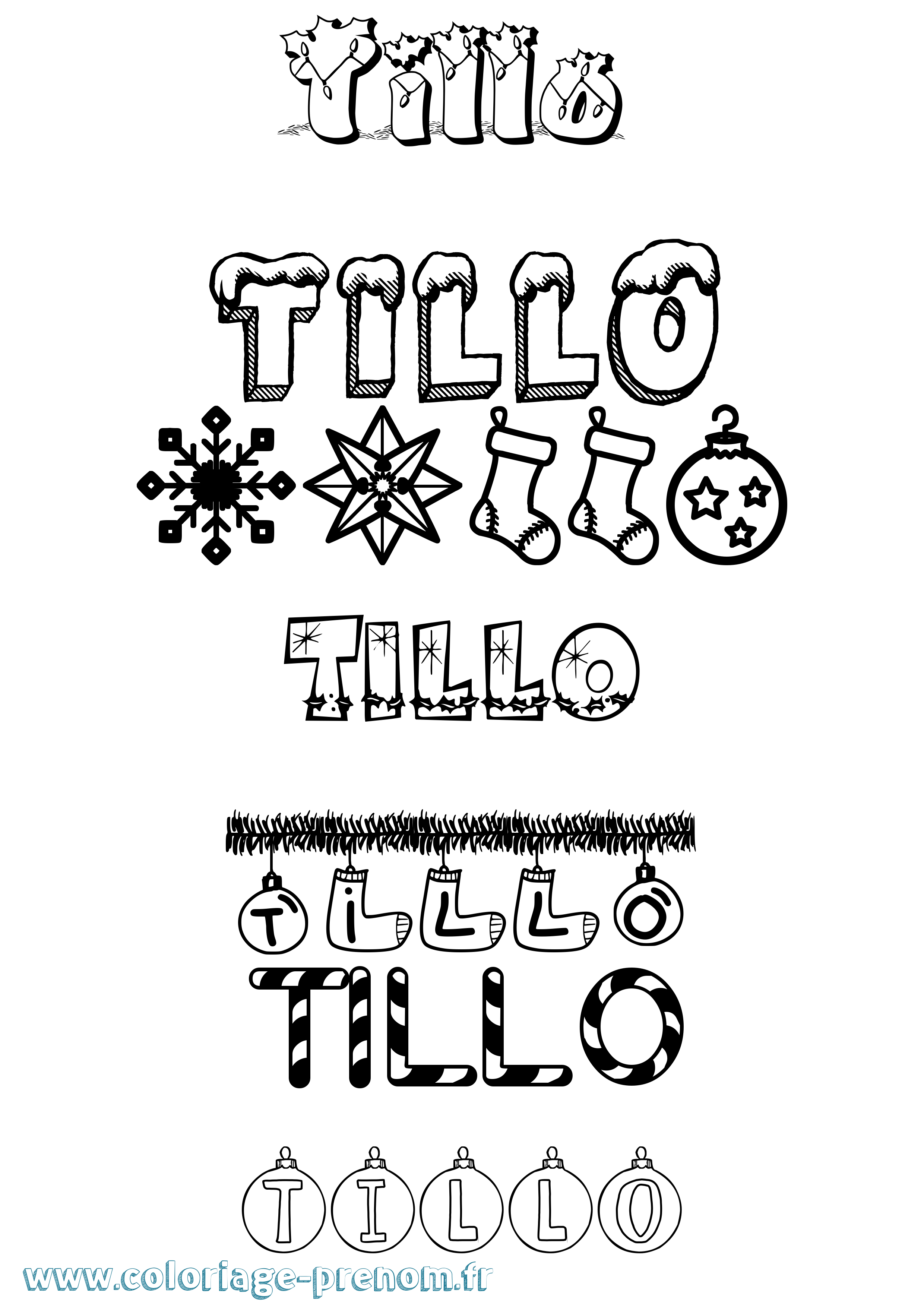 Coloriage Tillo Noël Coloriage prénom Tillo Noël
