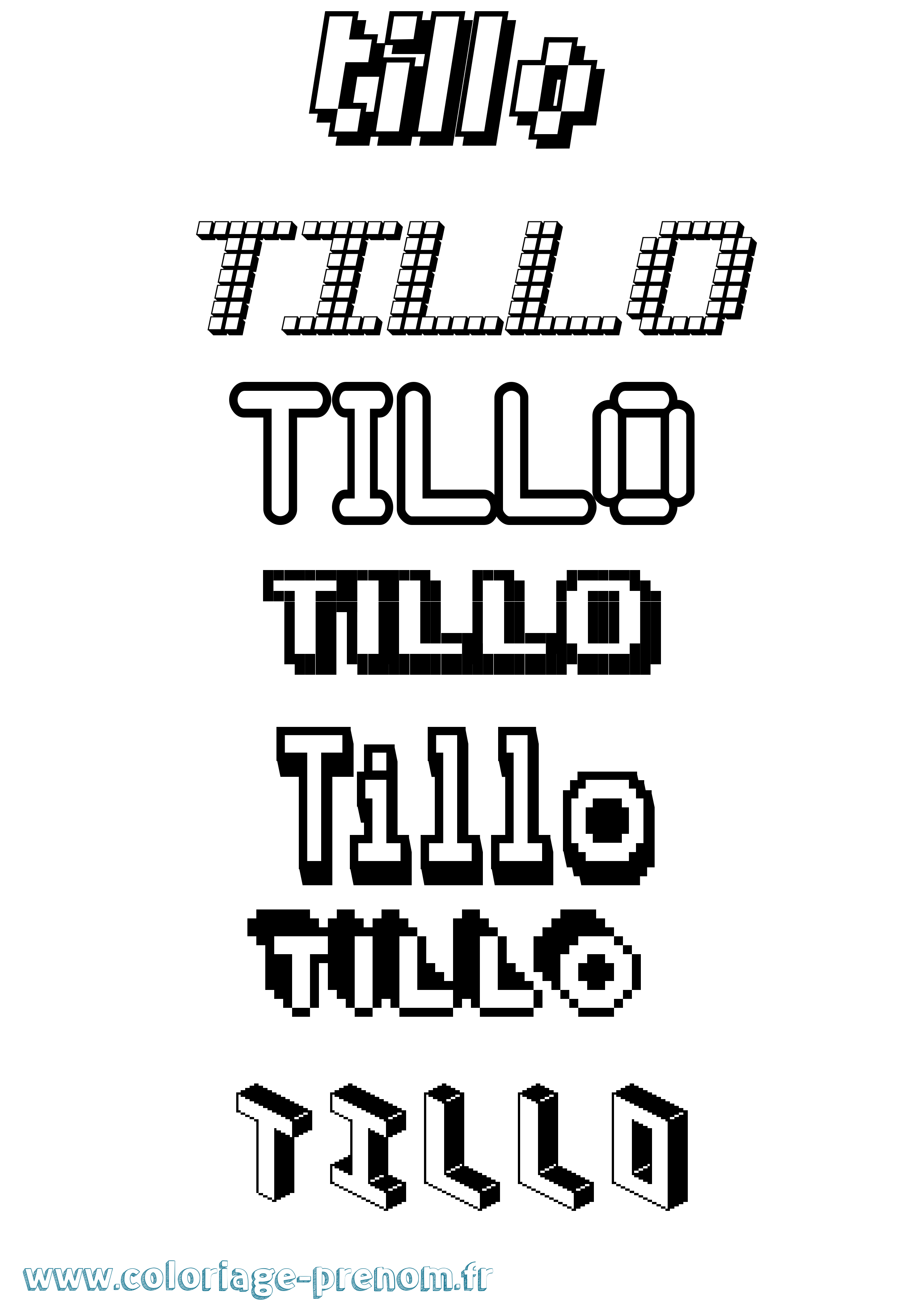 Coloriage Tillo Pixel Coloriage prénom Tillo Pixel