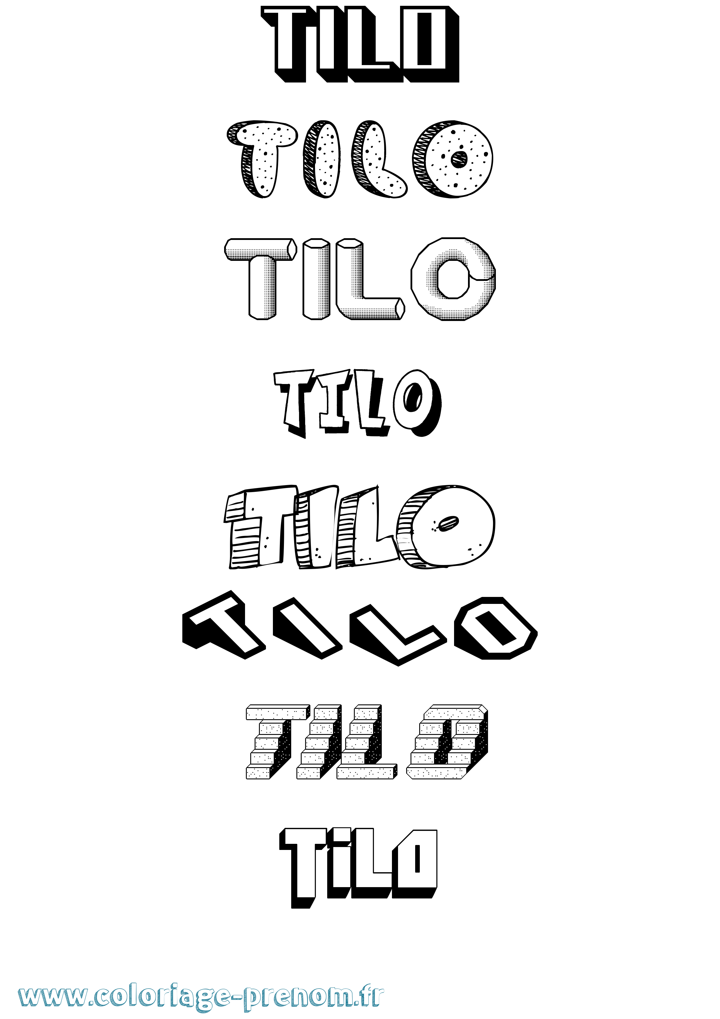 Coloriage Tilo Effet 3D Coloriage prénom Tilo Effet 3D