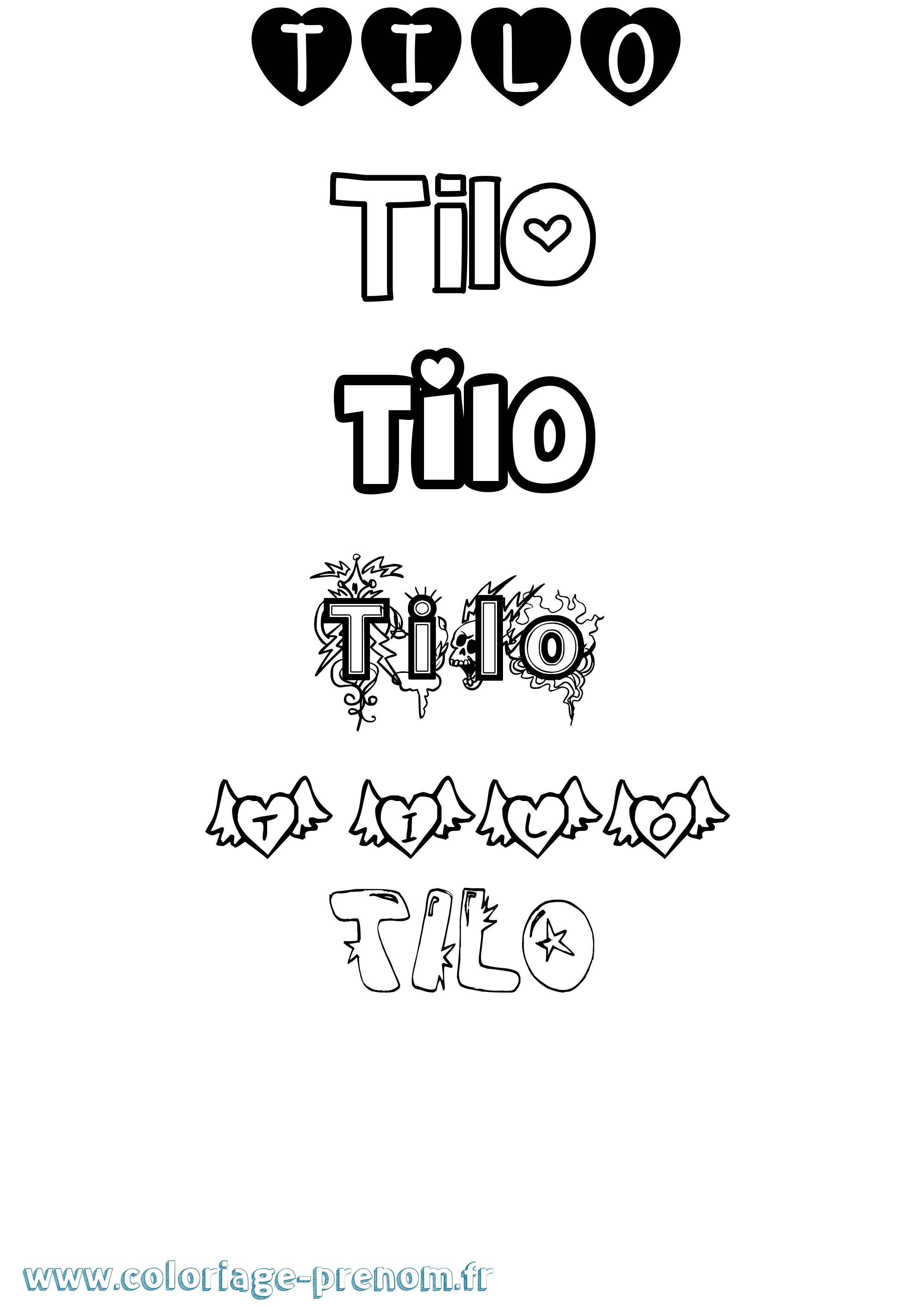 Coloriage Tilo Girly Coloriage prénom Tilo Girly