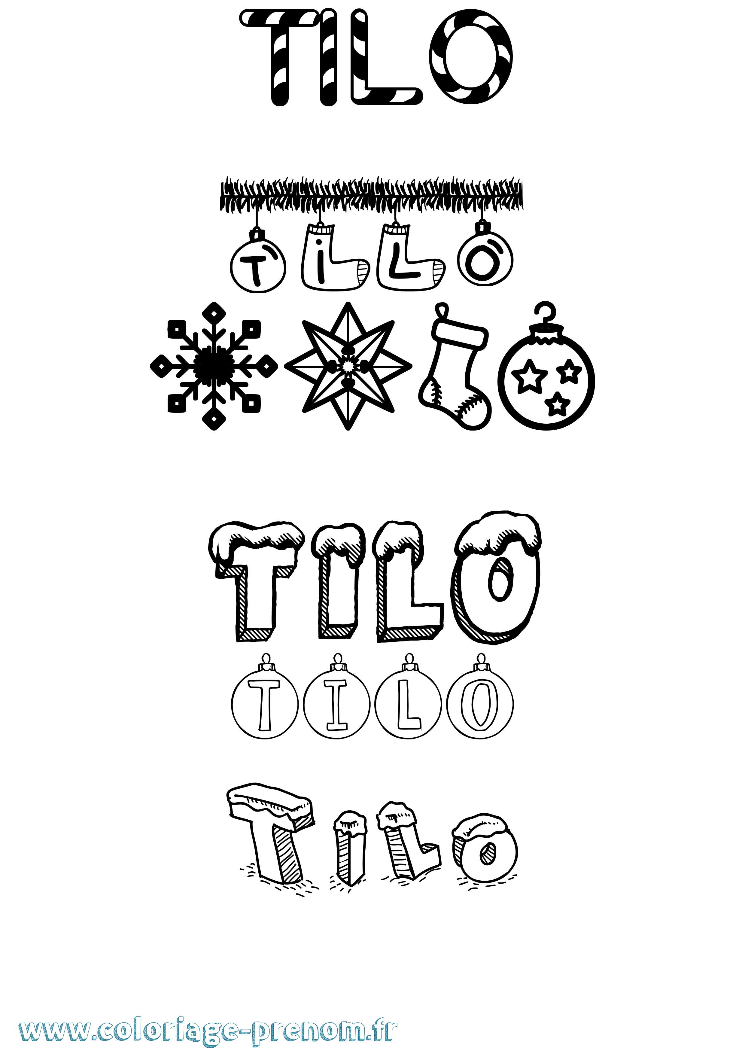 Coloriage Tilo Noël Coloriage prénom Tilo Noël