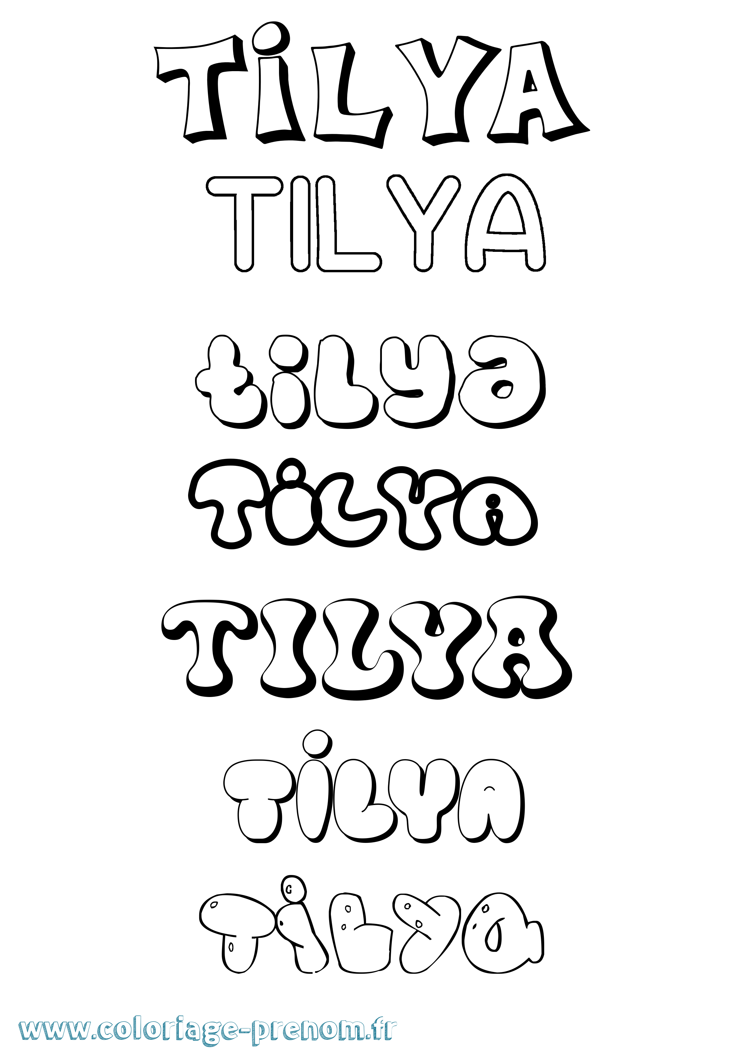 Coloriage Tilya Bubble Coloriage prénom Tilya Bubble