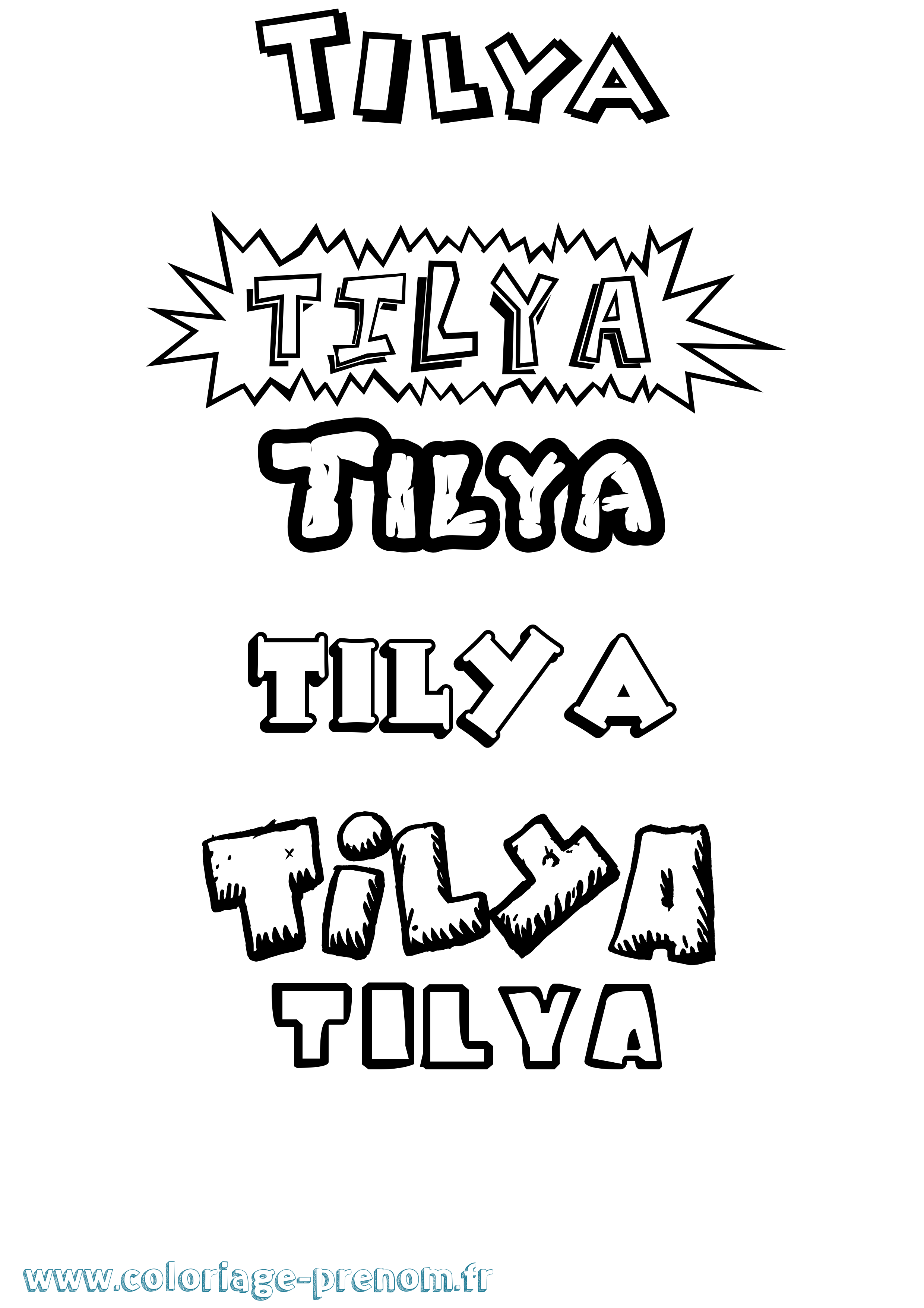 Coloriage Tilya Dessin Animé Coloriage prénom Tilya Dessin Animé