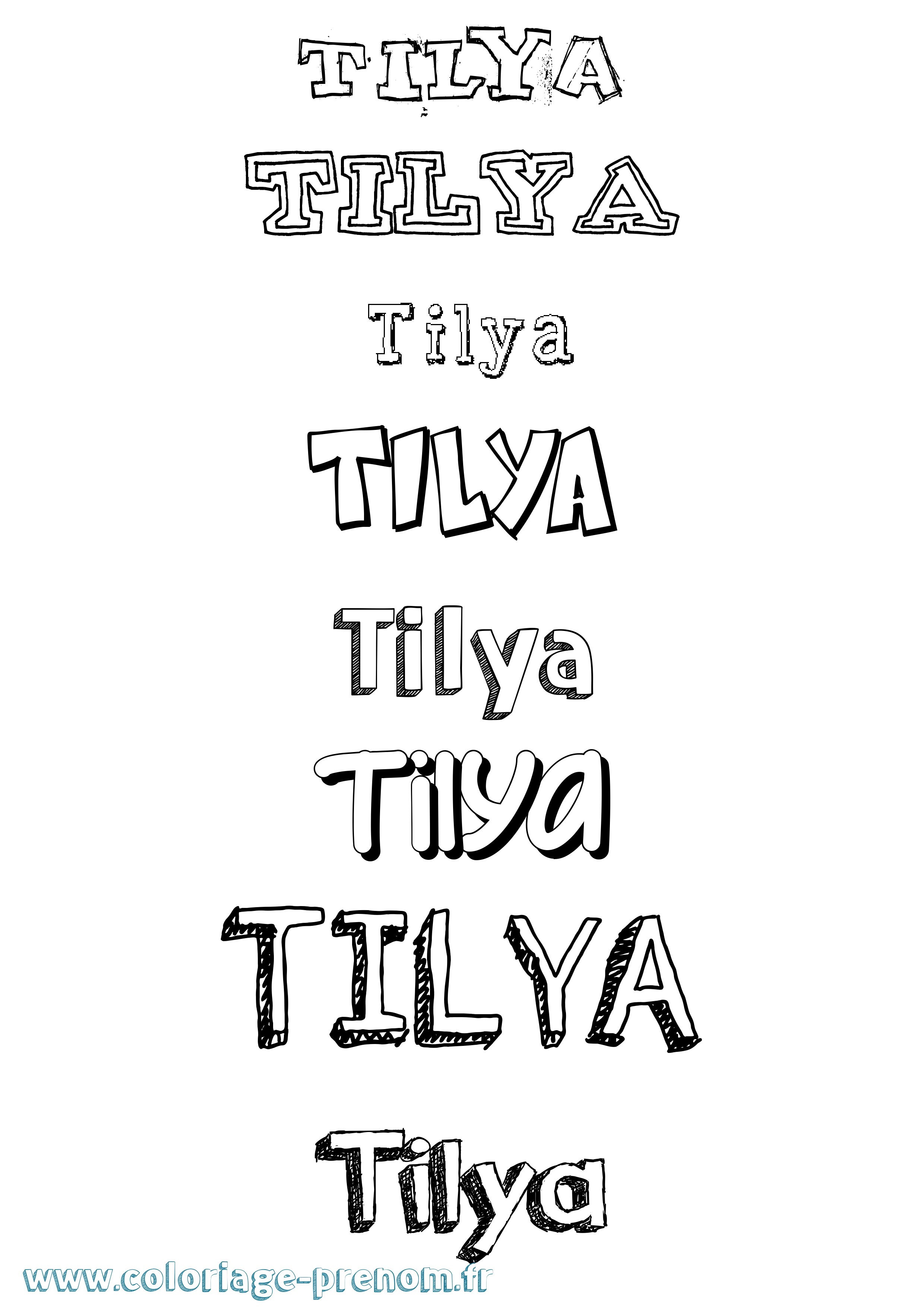 Coloriage Tilya Dessiné Coloriage prénom Tilya Dessiné