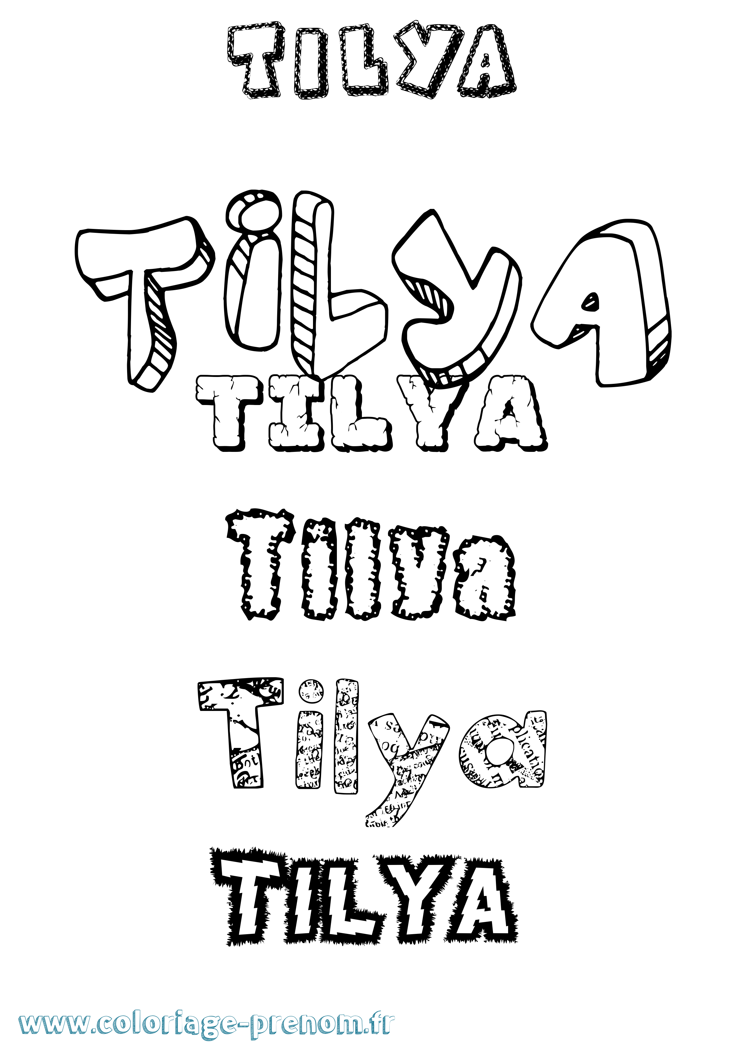 Coloriage Tilya Destructuré Coloriage prénom Tilya Destructuré