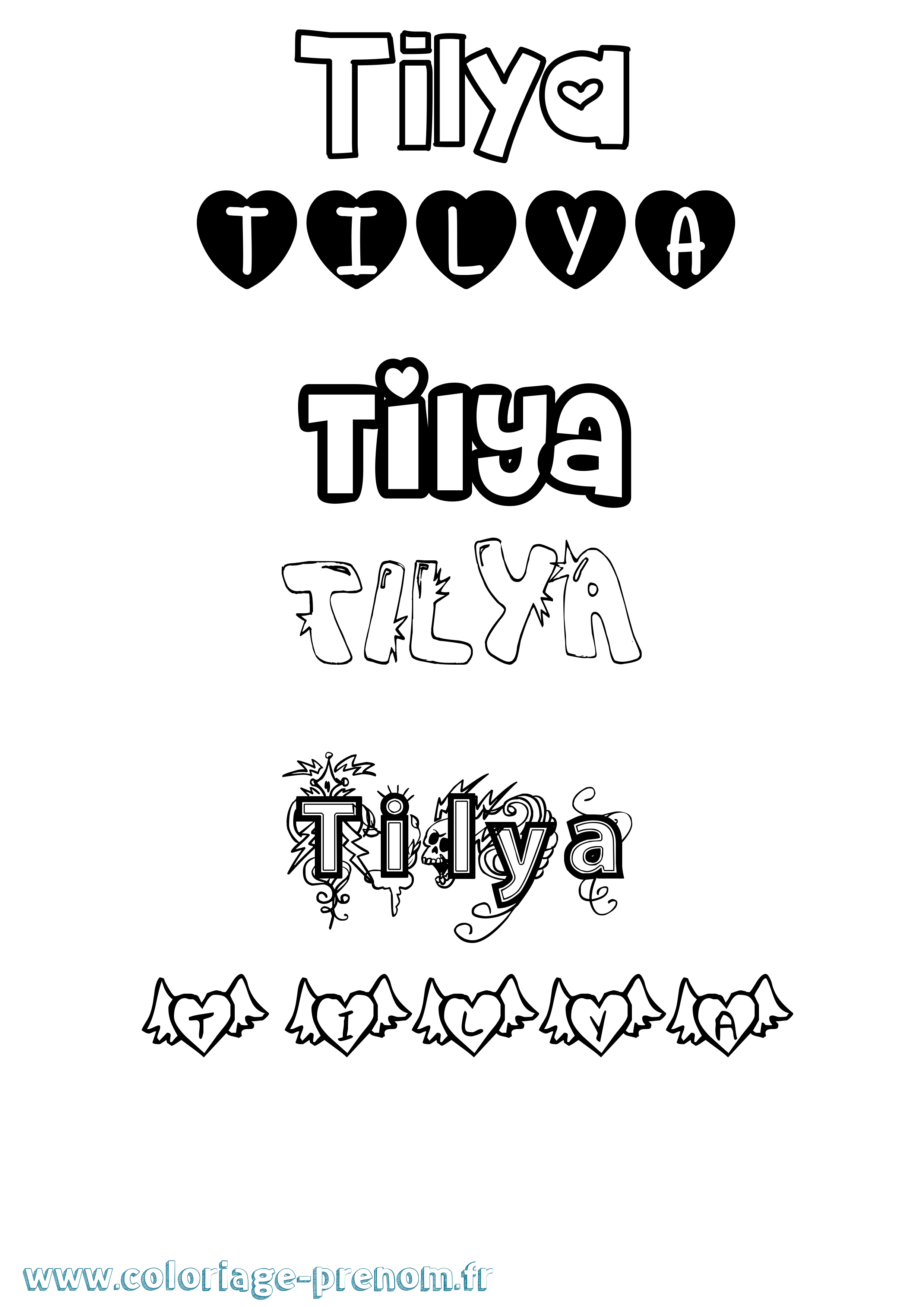 Coloriage Tilya Girly Coloriage prénom Tilya Girly