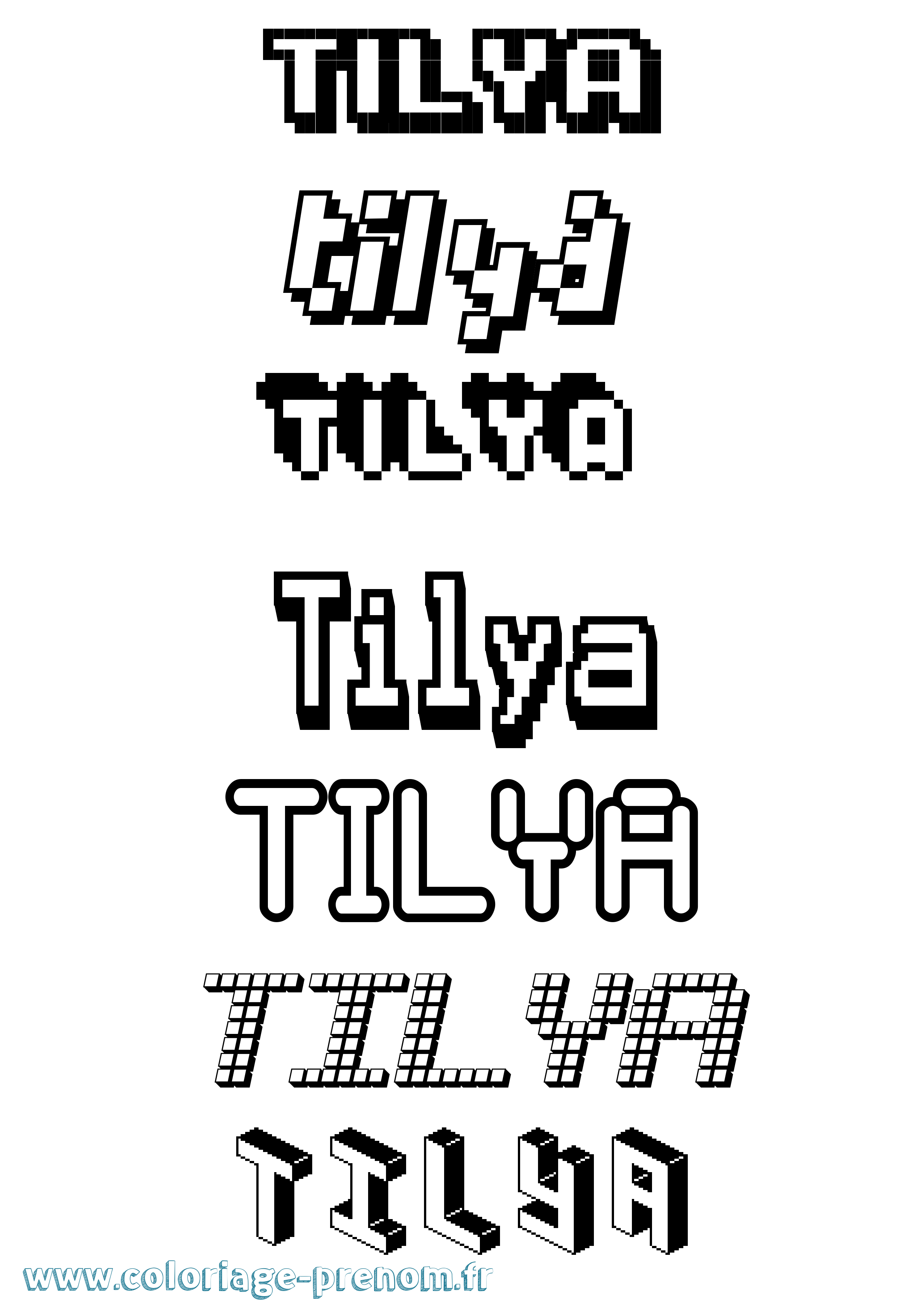 Coloriage Tilya Pixel Coloriage prénom Tilya Pixel