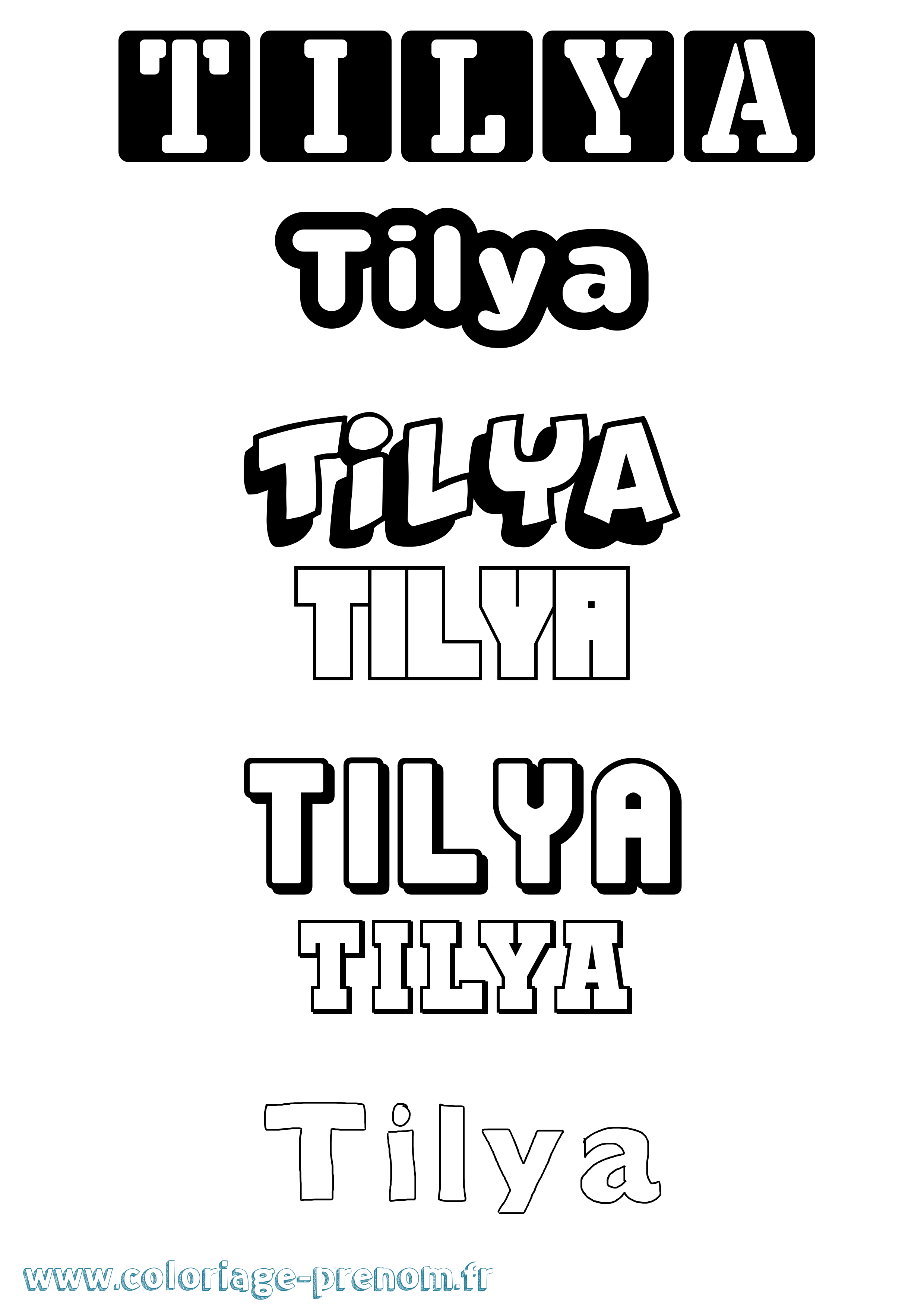 Coloriage Tilya Simple Coloriage prénom Tilya Simple