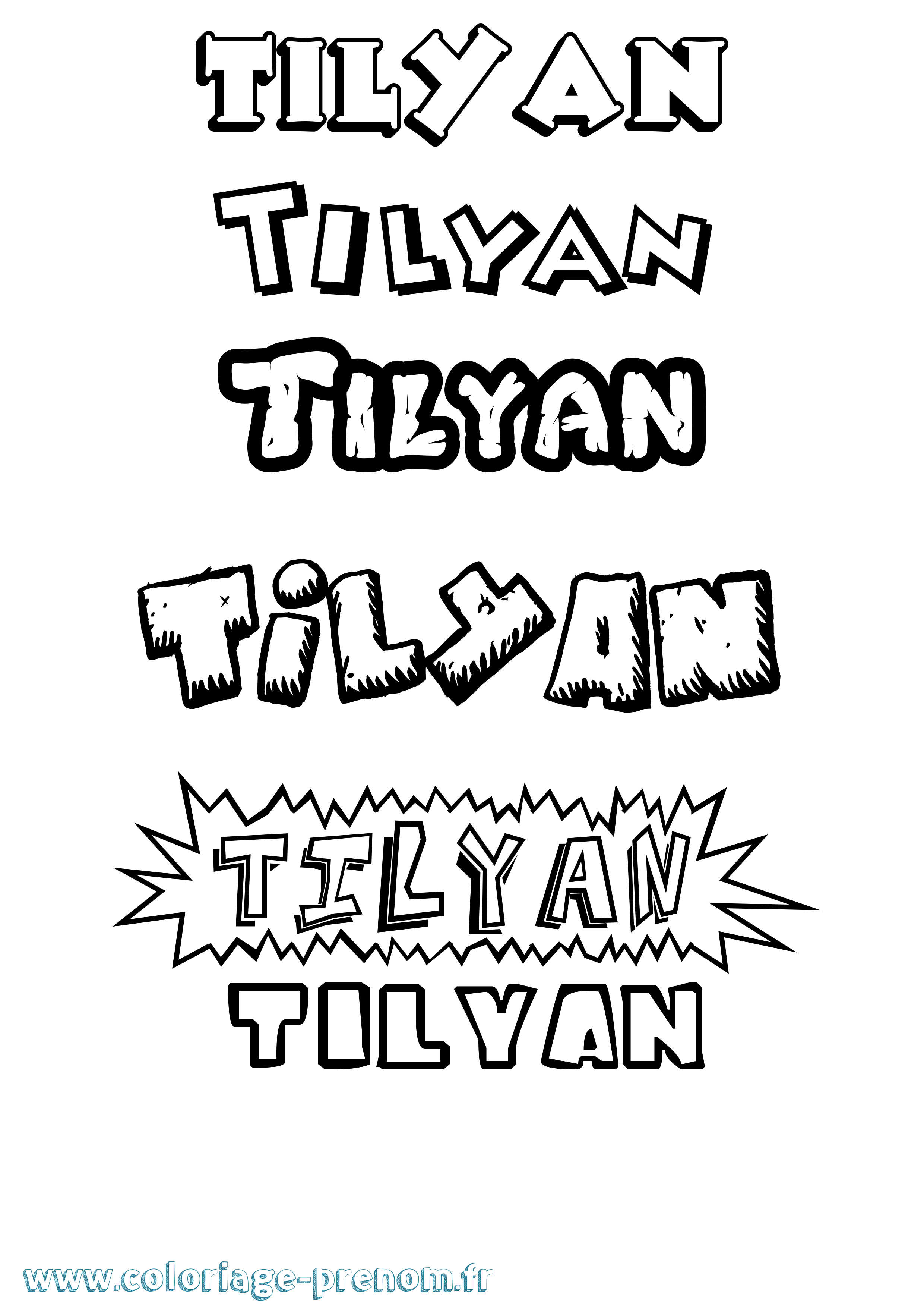 Coloriage Tilyan Dessin Animé Coloriage prénom Tilyan Dessin Animé