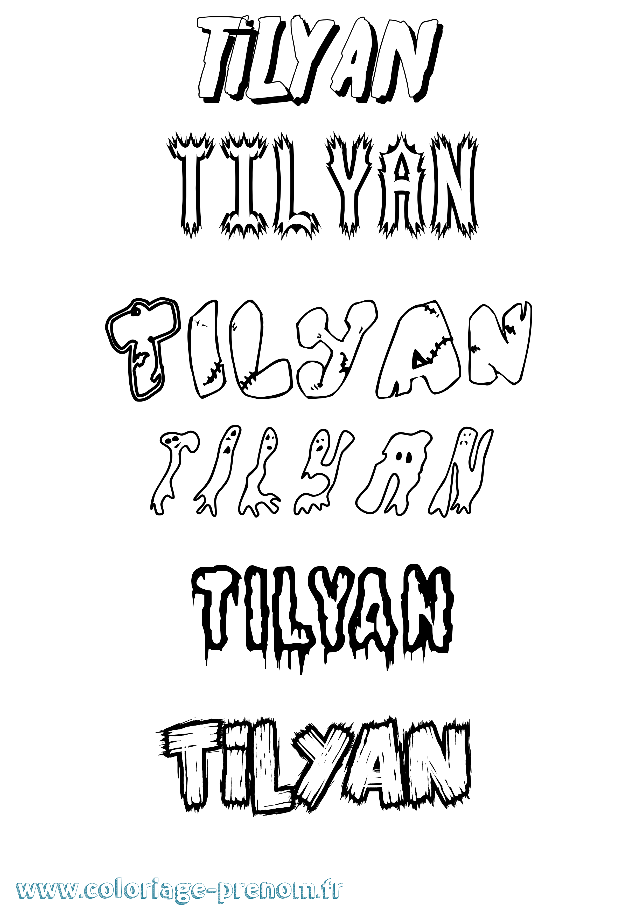 Coloriage Tilyan Frisson Coloriage prénom Tilyan Frisson