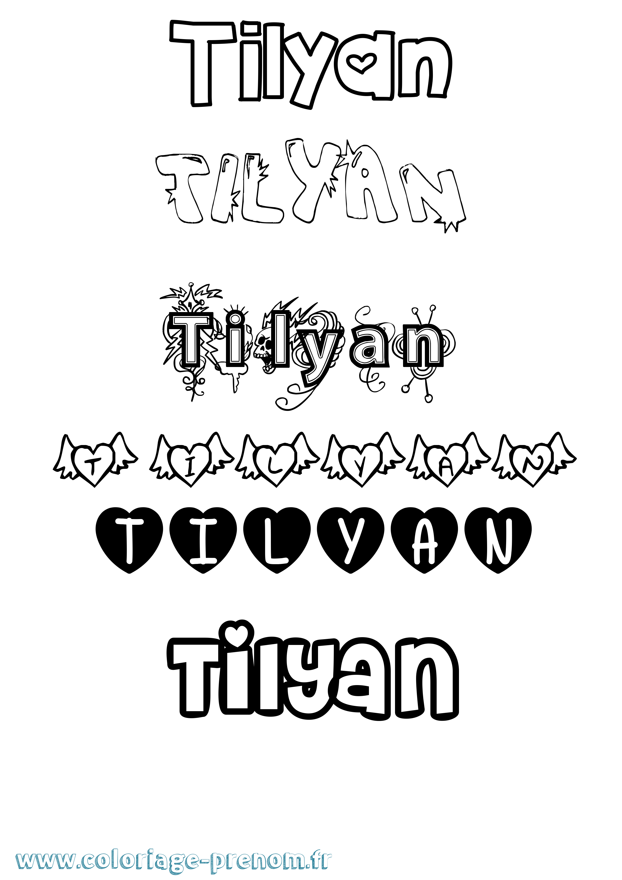 Coloriage Tilyan Girly Coloriage prénom Tilyan Girly