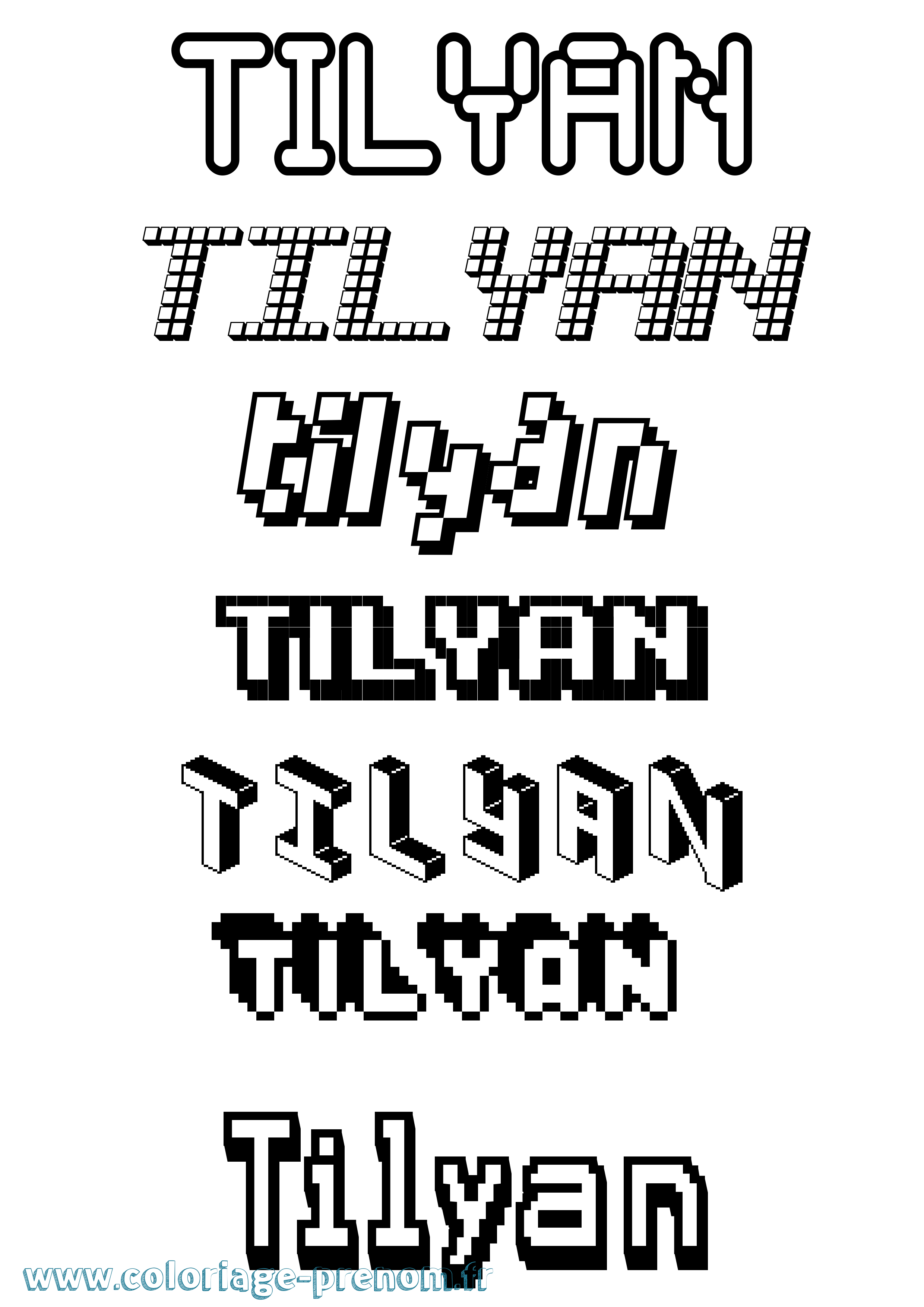 Coloriage Tilyan Pixel Coloriage prénom Tilyan Pixel