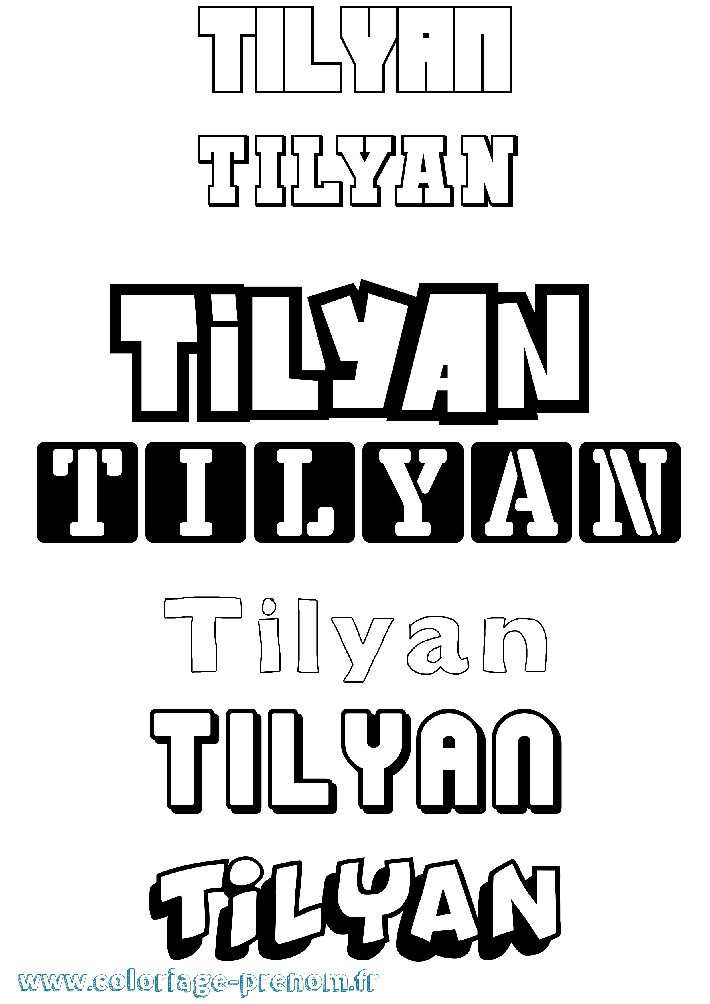 Coloriage Tilyan Simple Coloriage prénom Tilyan Simple