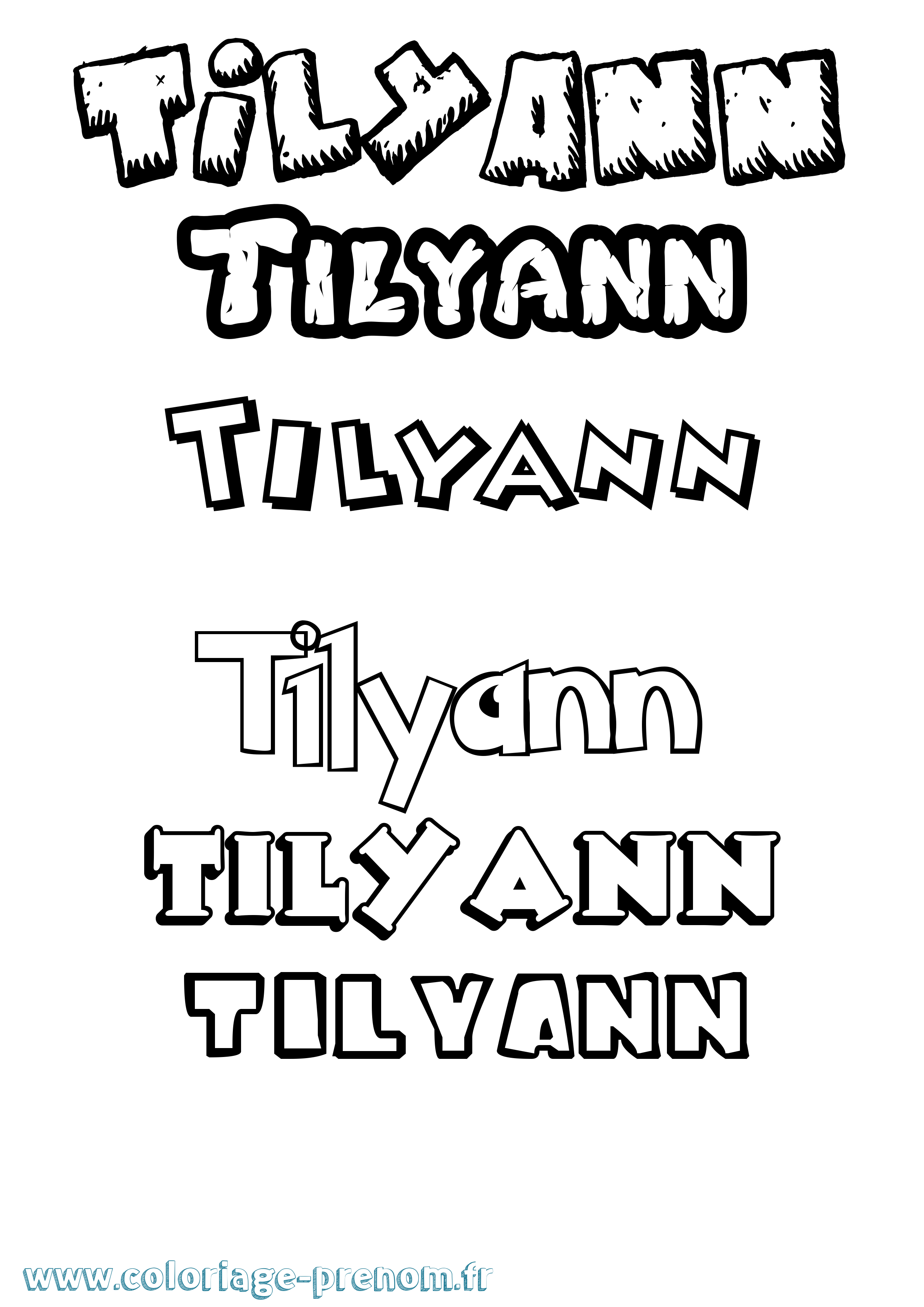 Coloriage Tilyann Dessin Animé Coloriage prénom Tilyann Dessin Animé