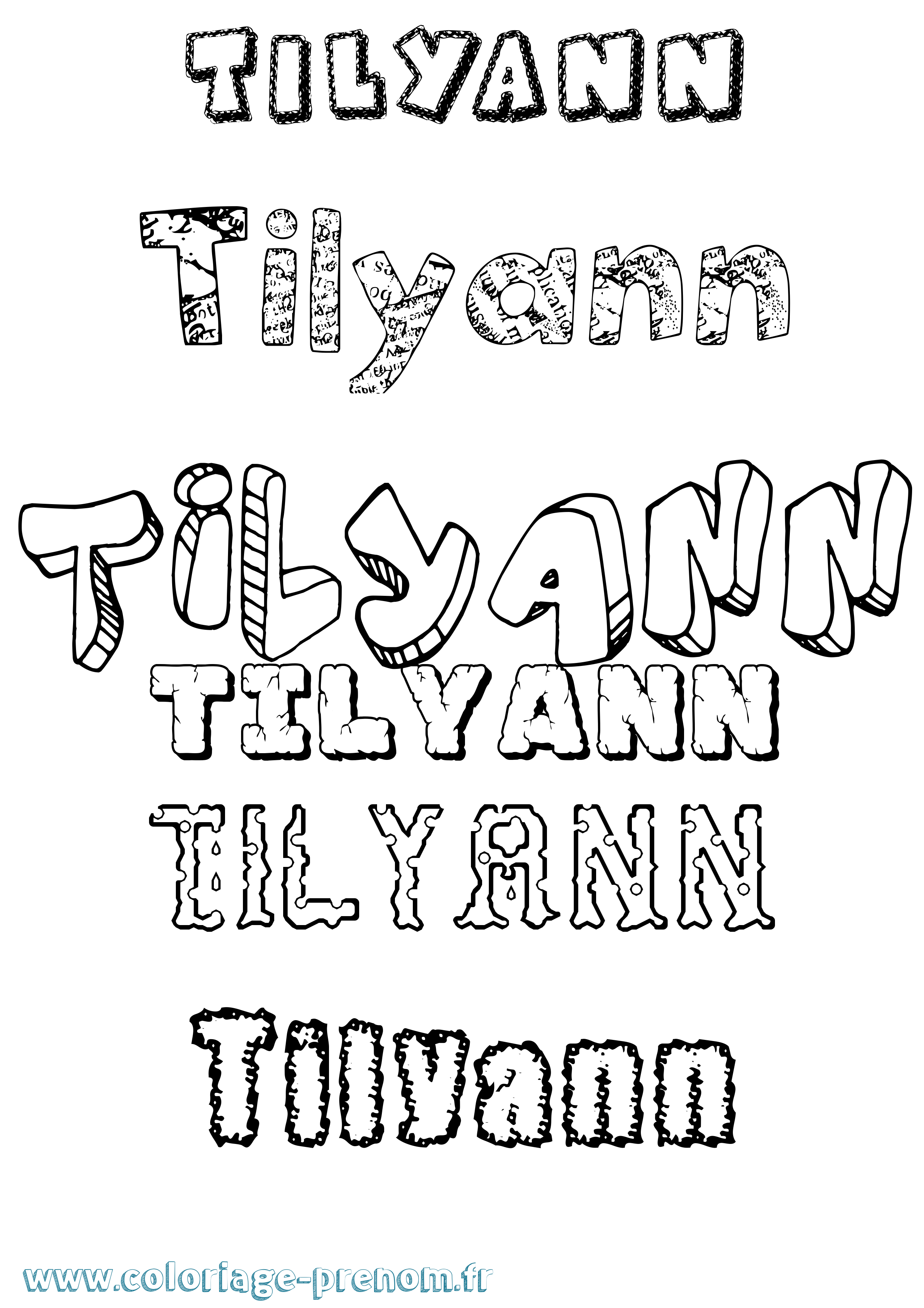 Coloriage Tilyann Destructuré Coloriage prénom Tilyann Destructuré