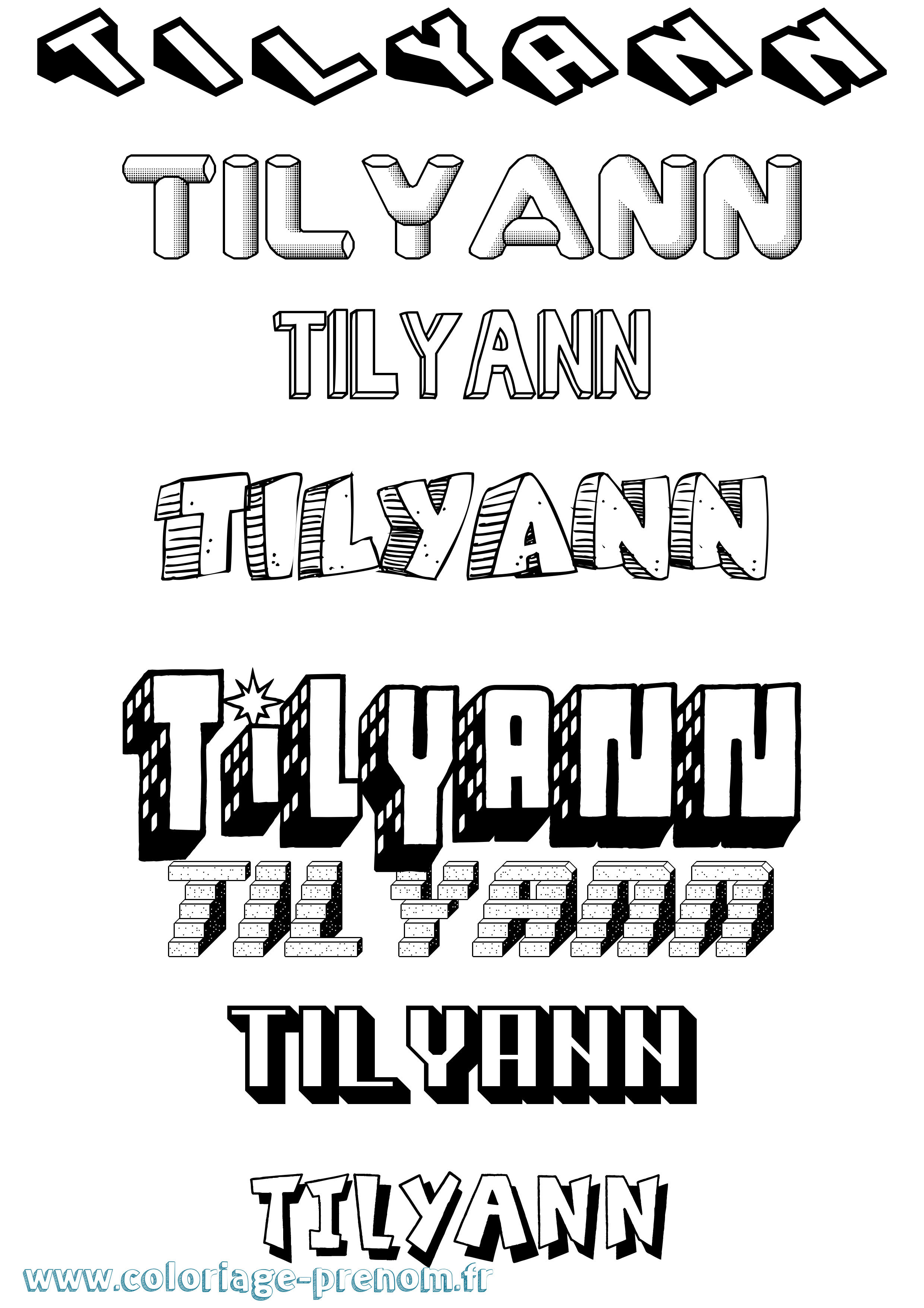 Coloriage Tilyann Effet 3D Coloriage prénom Tilyann Effet 3D