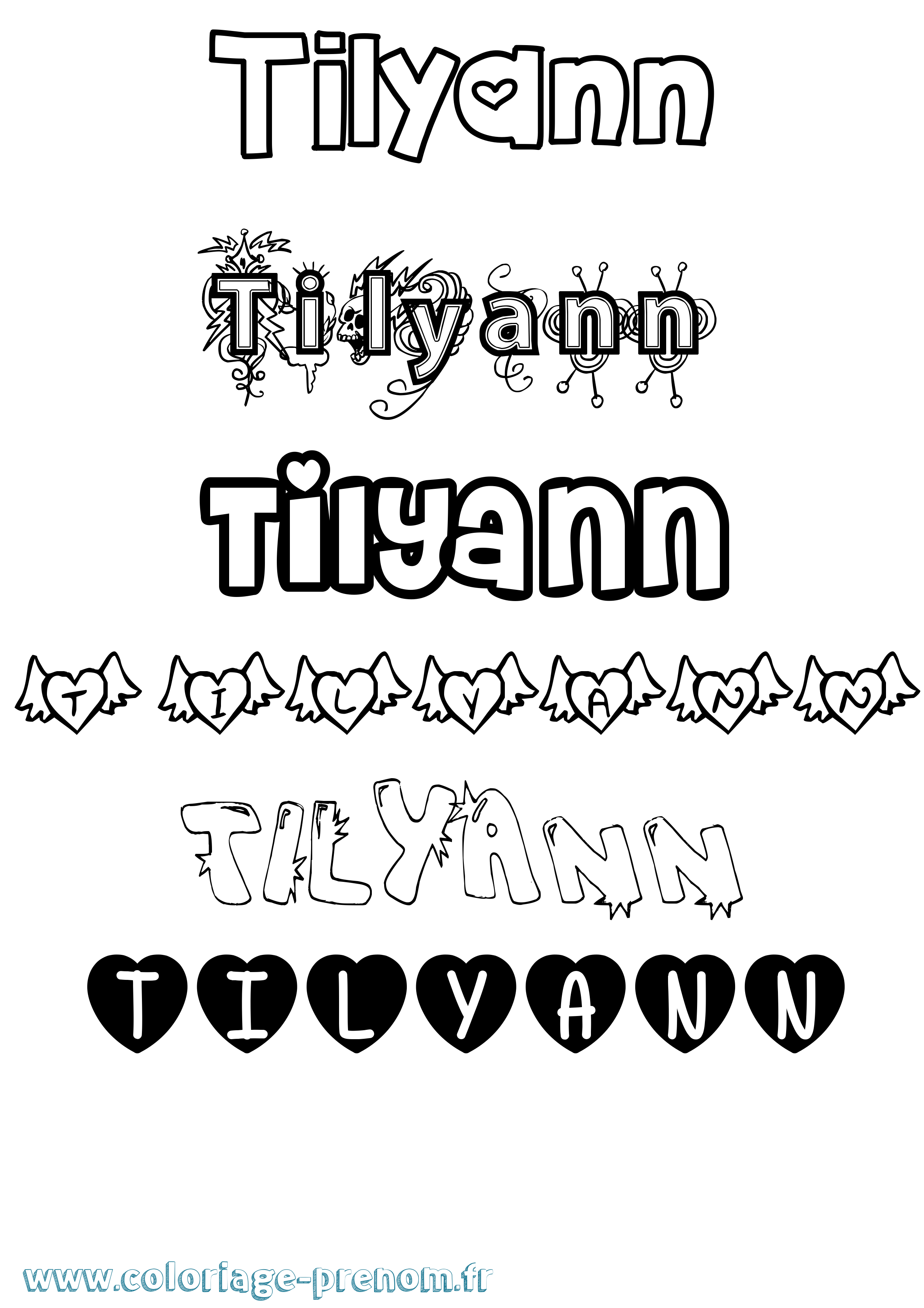 Coloriage Tilyann Girly Coloriage prénom Tilyann Girly